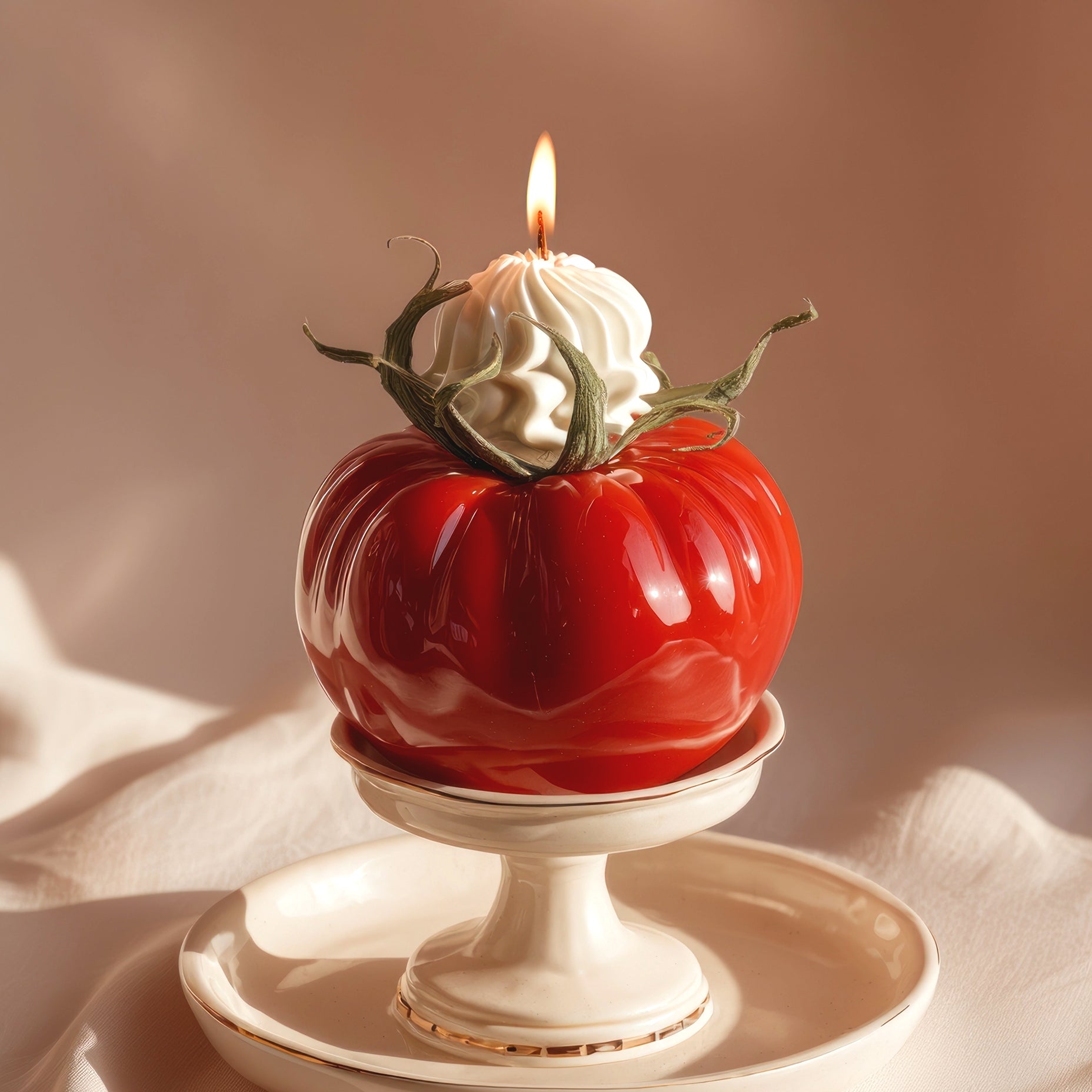 Heirloom Tomato-Shaped Candle Kitchen Artwork