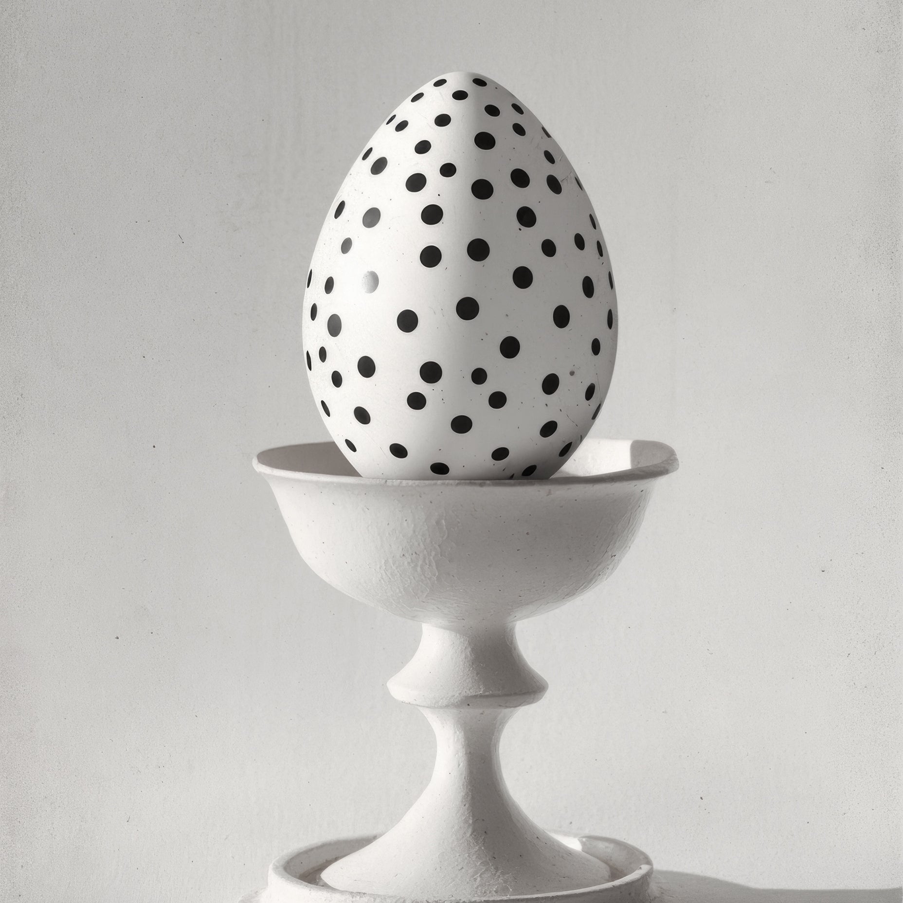 Black and White Polka-Dotted Egg Kitchen Artwork