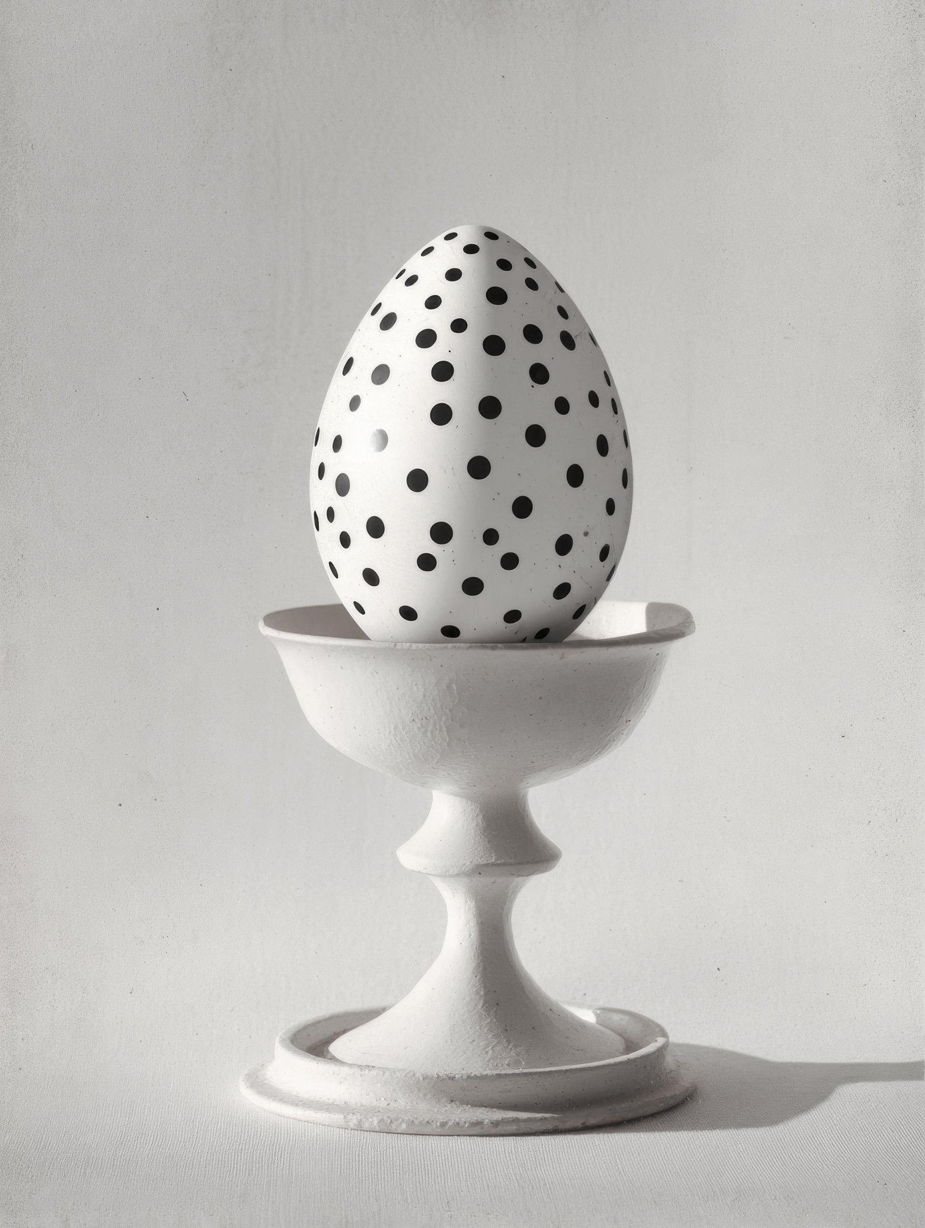 Black and White Polka-Dotted Egg Kitchen Artwork
