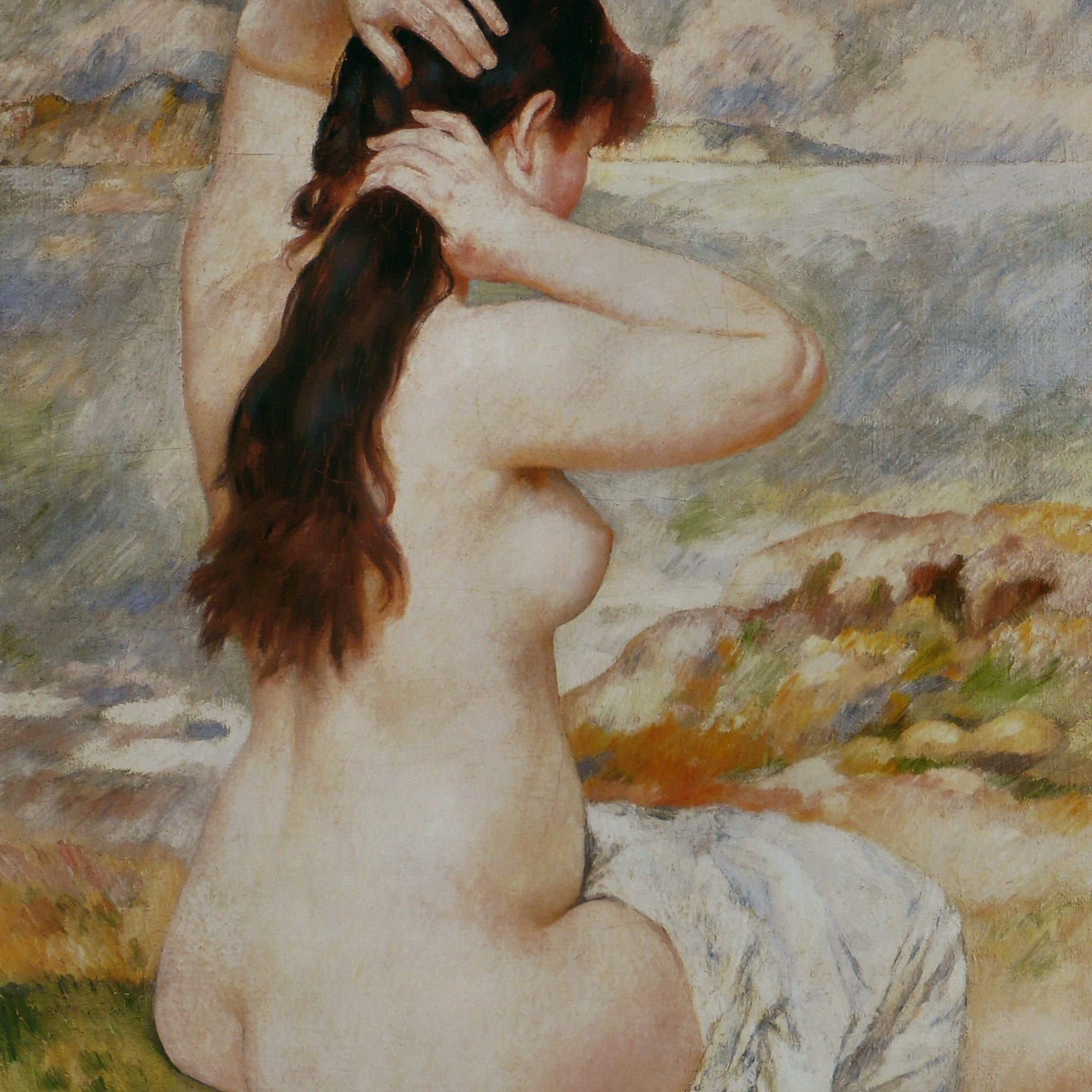 Bather Arranging Her Hair Pierre-Auguste Renoir Art Print