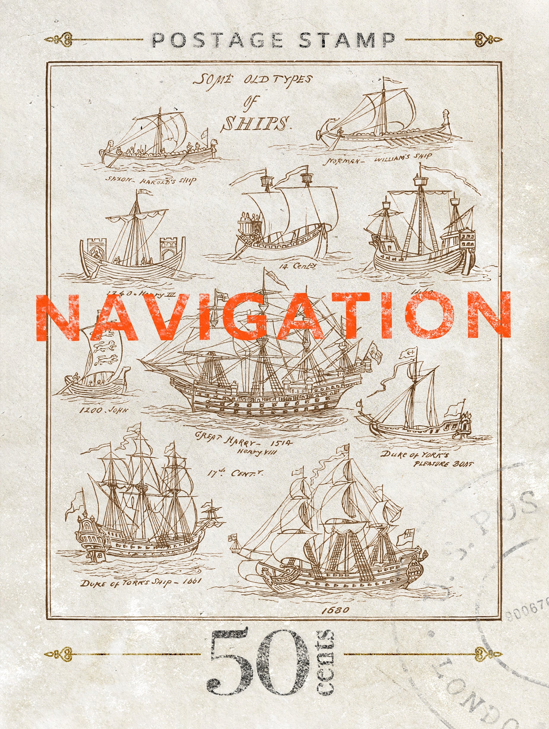 Navigation - Vintage Ship Poster