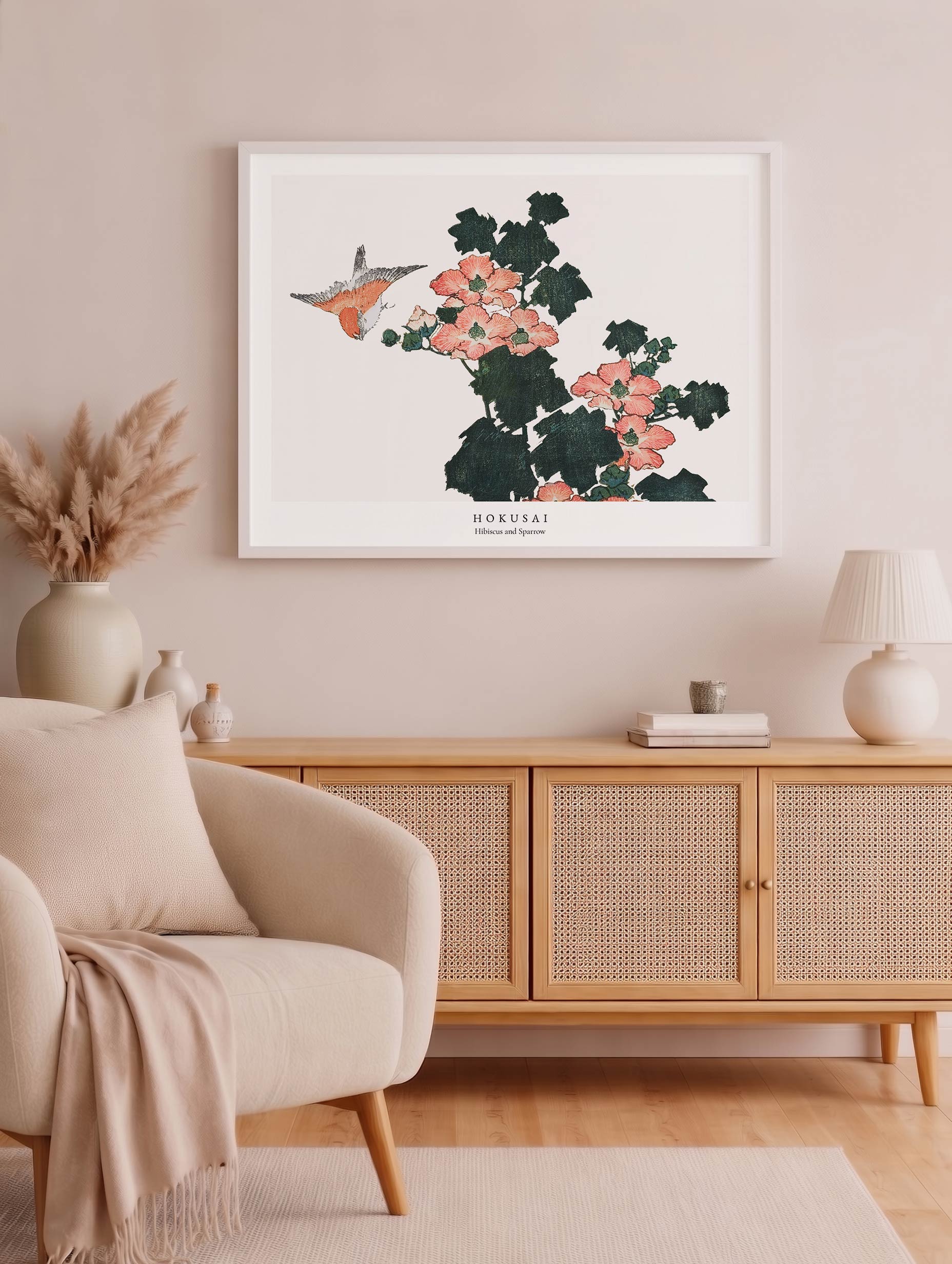 Hibiscus and Sparrow - Hokusai