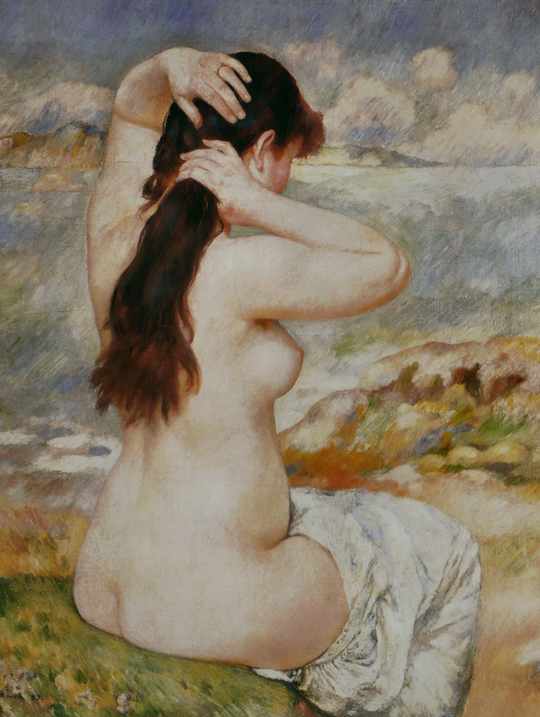 Bather Arranging Her Hair Pierre-Auguste Renoir Art Print