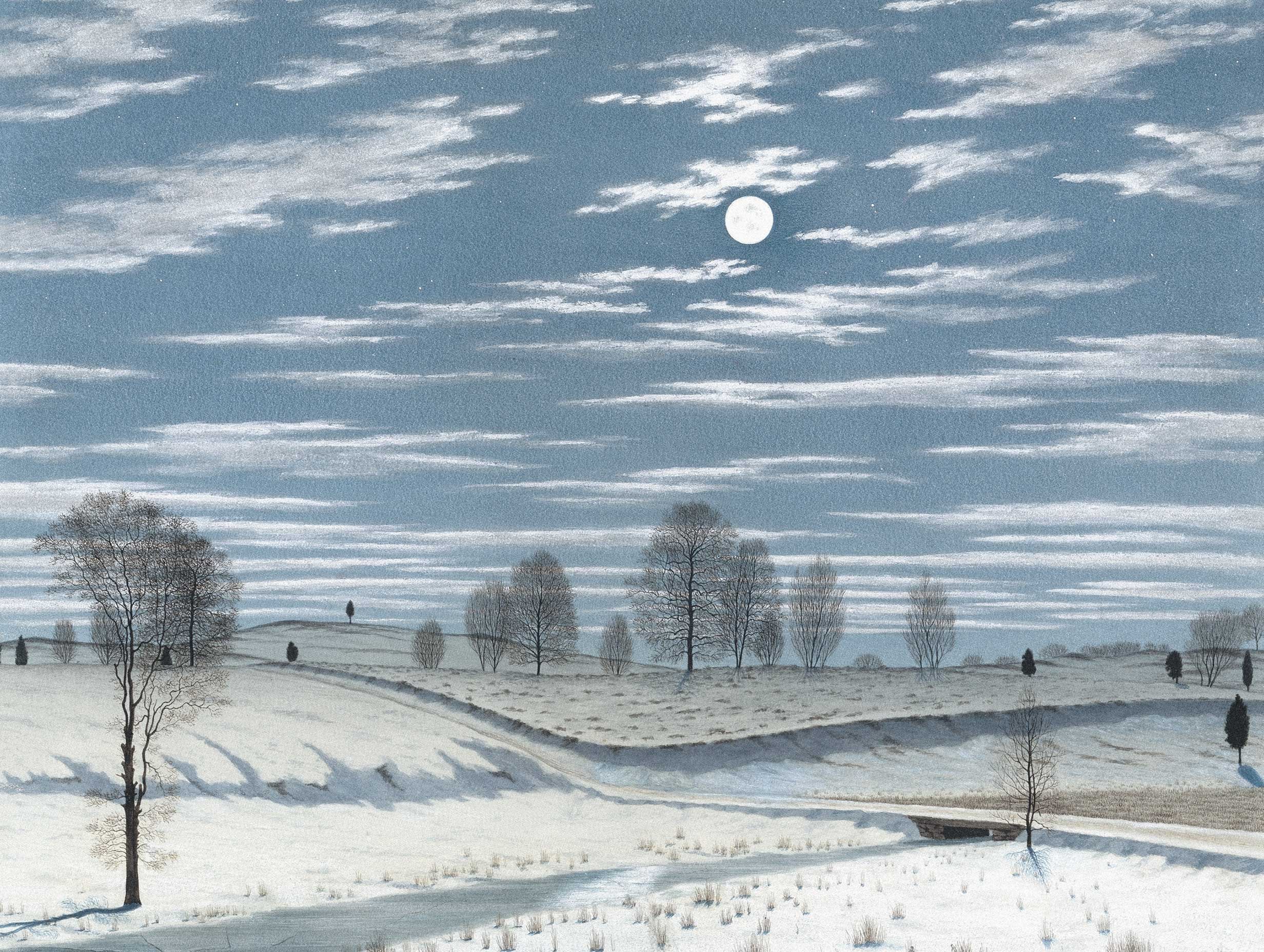 Winter Scene in Moonlight Henry Farrer Art Print