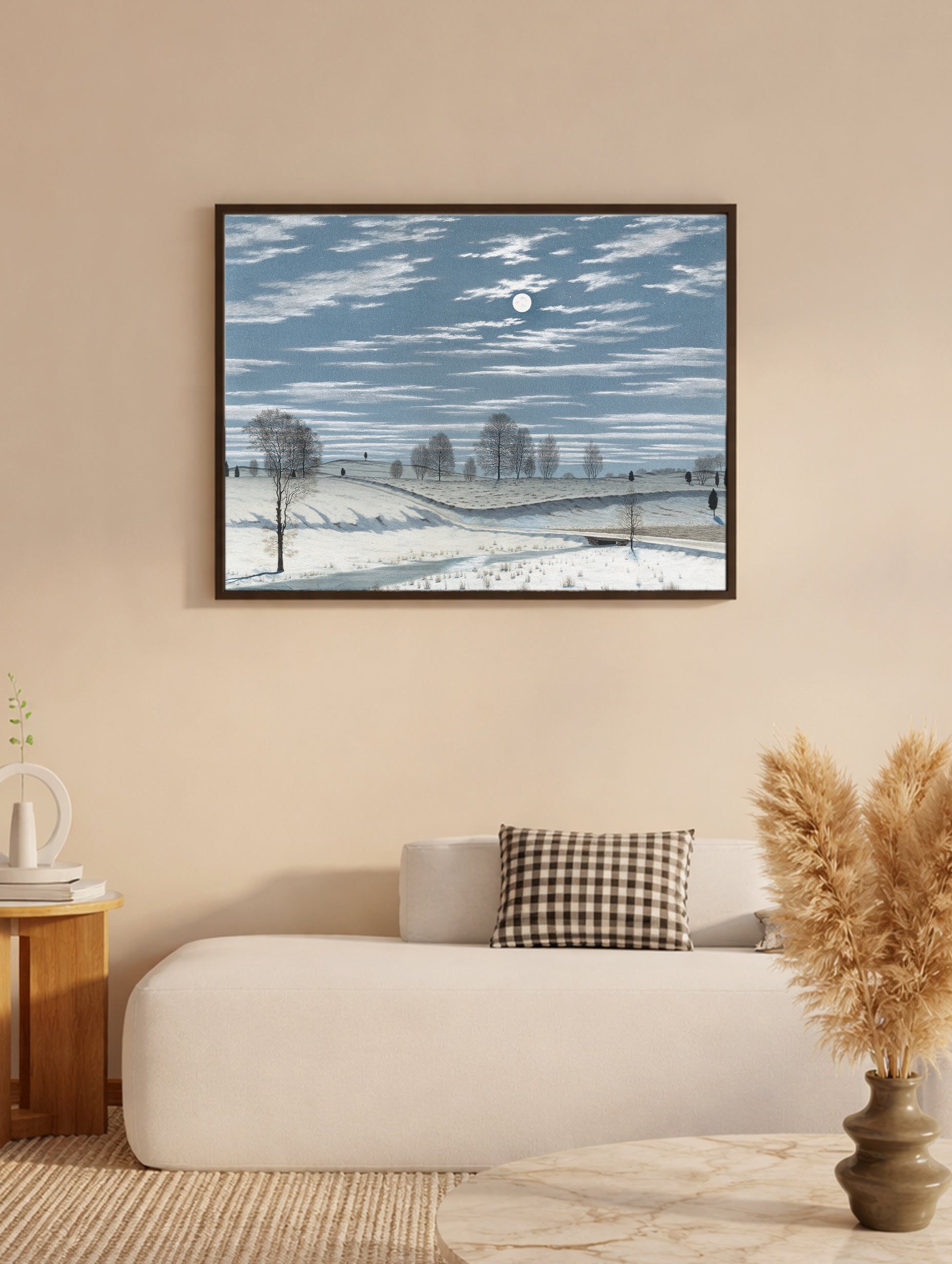 Winter Scene in Moonlight Henry Farrer Art Print Mockup