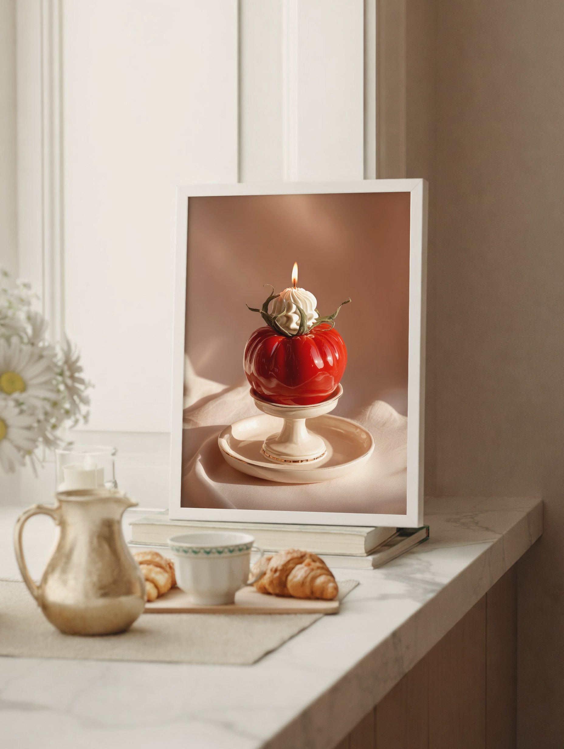 Heirloom Tomato-Shaped Candle Kitchen Artwork Mockup