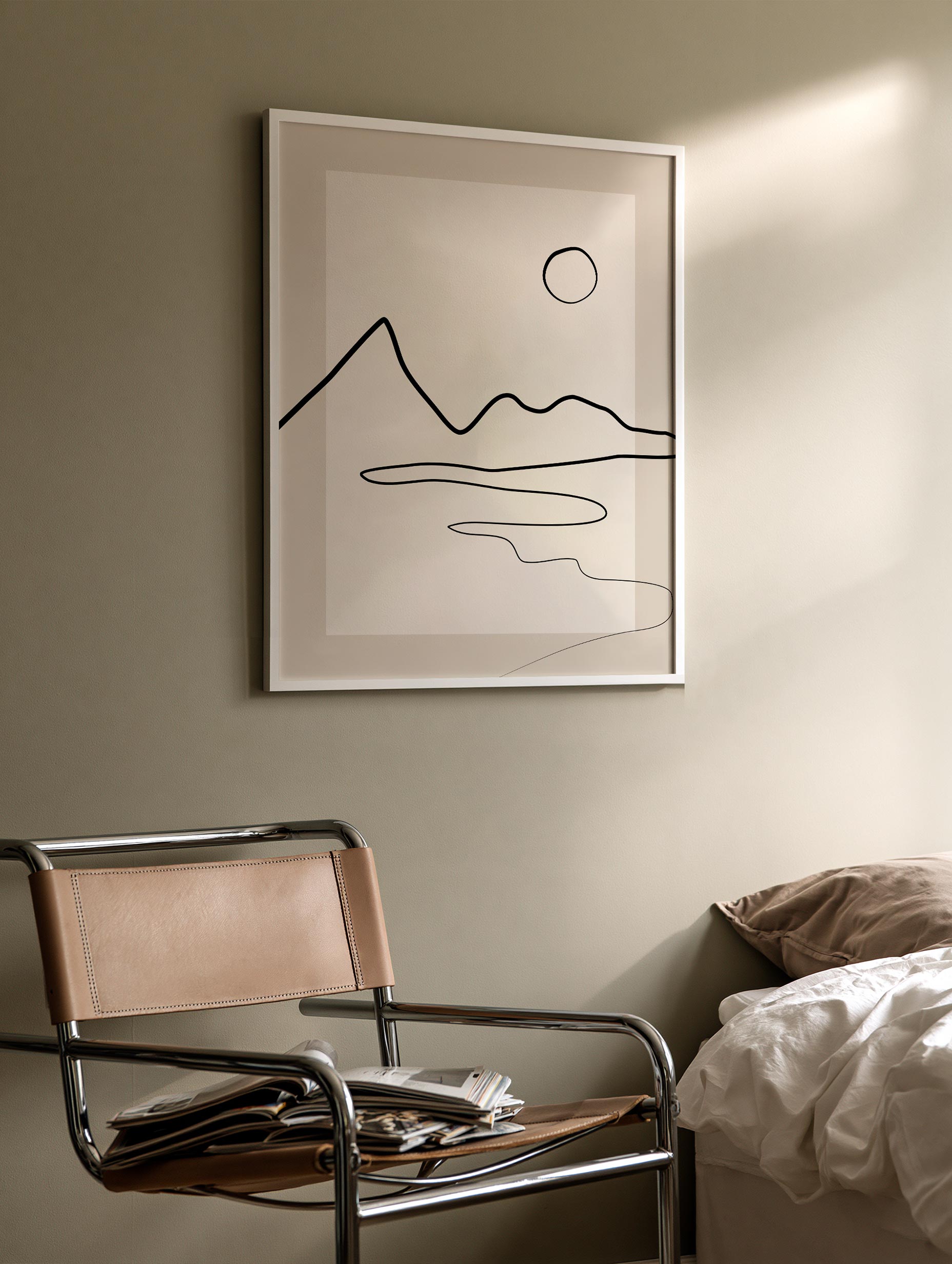Elena Ristova - Minimalist Line Landscape with Sun Poster