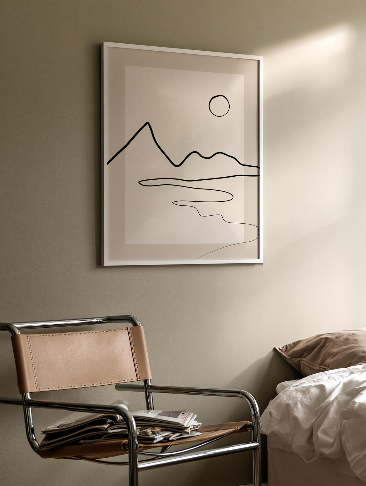 Elena Ristova - Minimalist Line Landscape with Sun Poster