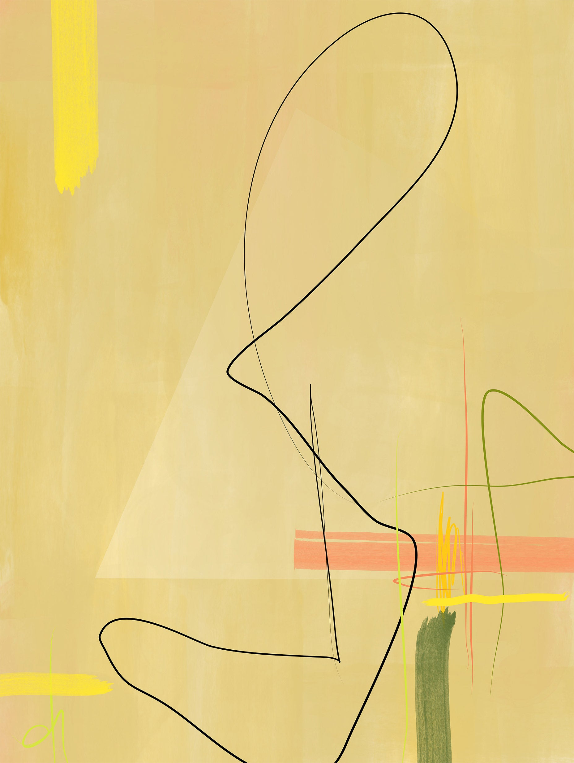 Elena Ristova - Abstract Scribbles on Yellow Poster