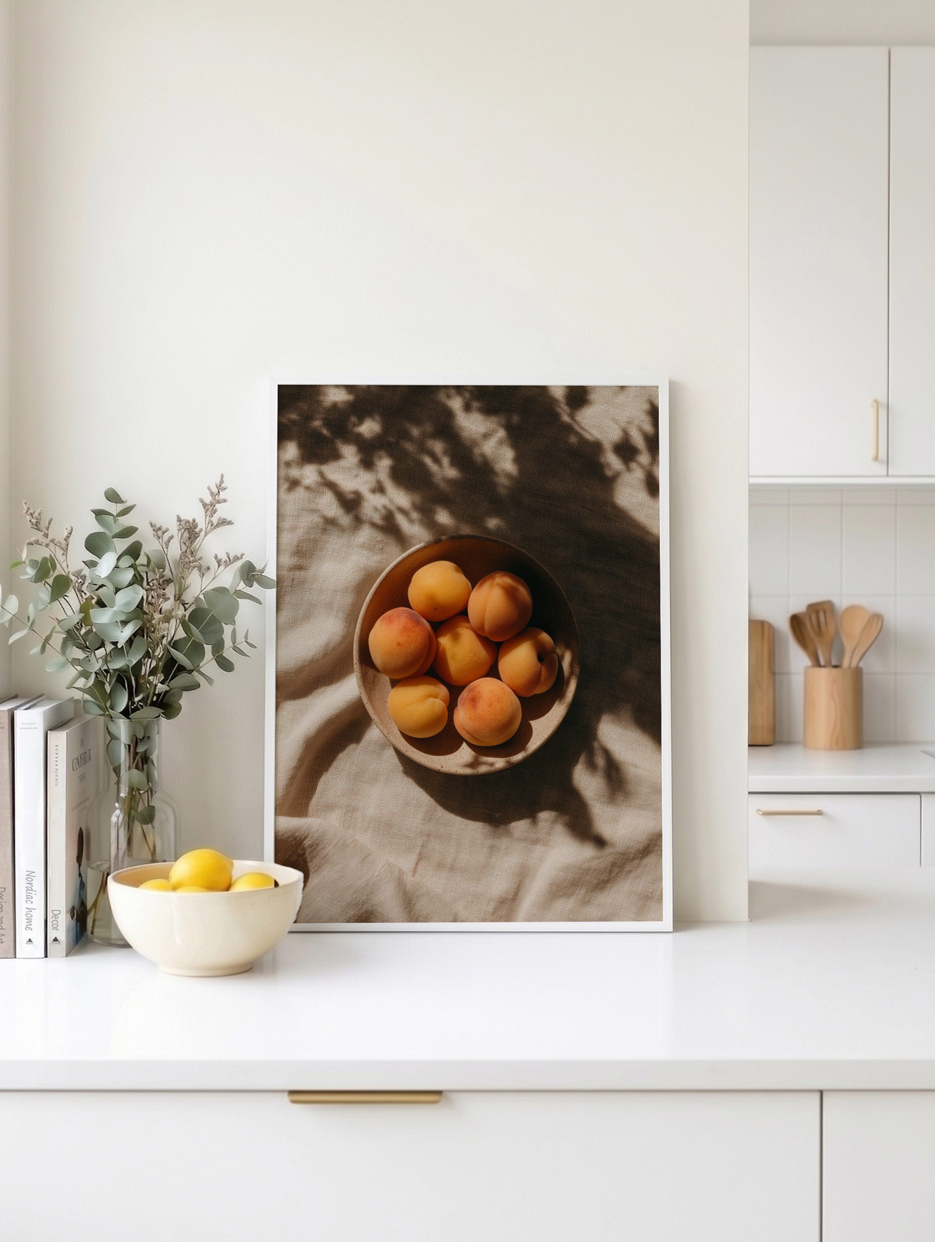Apricots in a Bowl Fruit Artwork Mockup