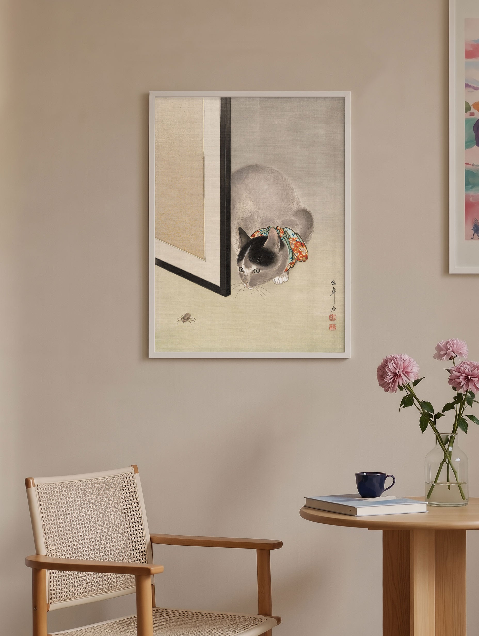 Cat Watching a Spider - Ōide Tōkō