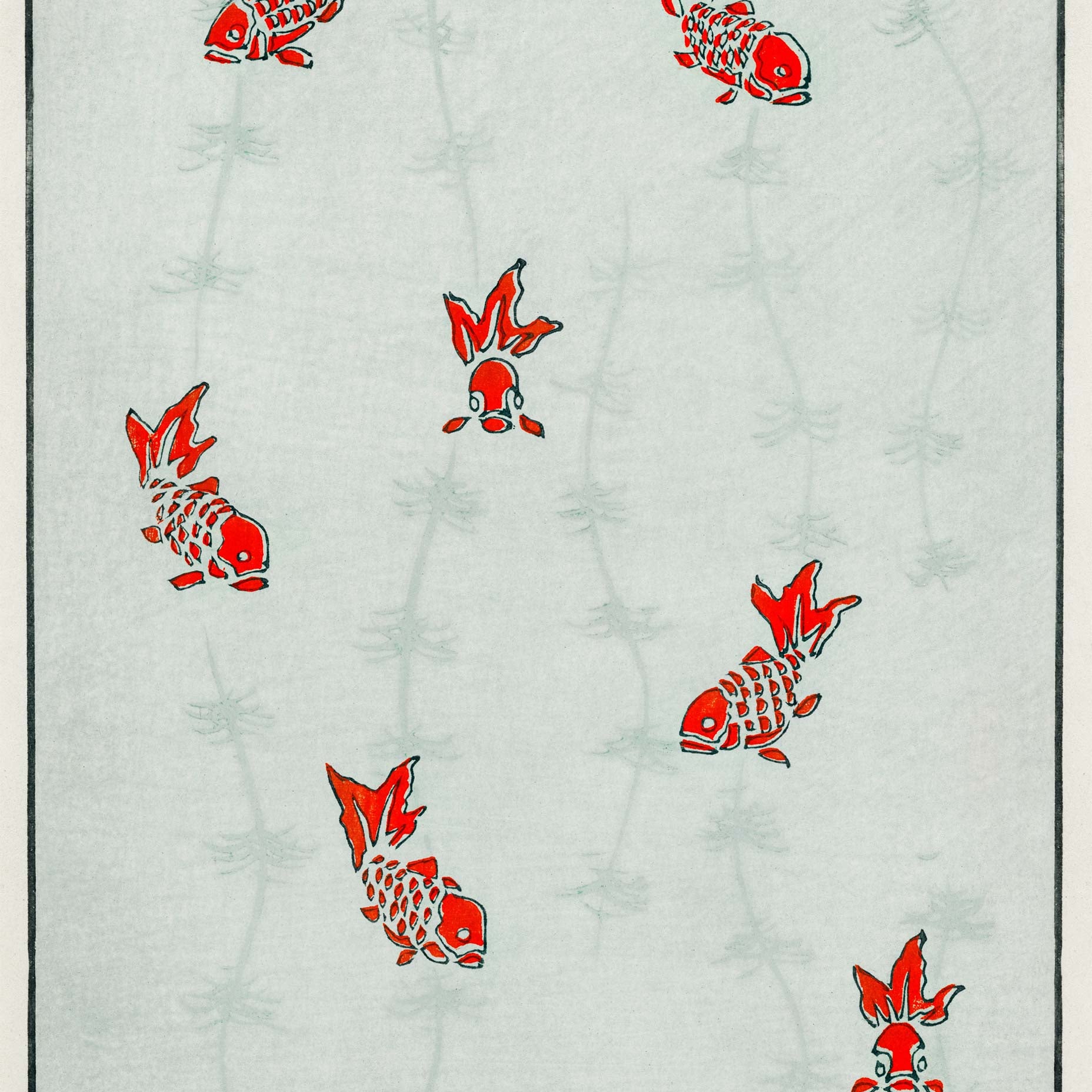 Seamless gold fish -Watanabe Seitei Art Prints