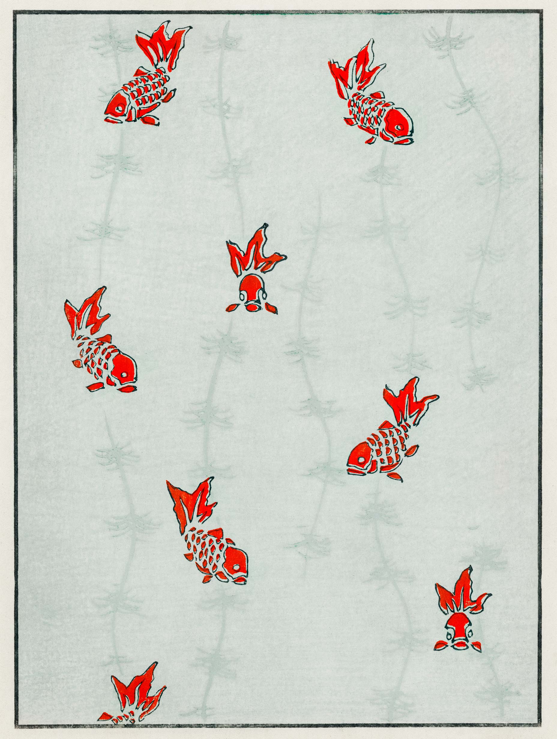 Seamless gold fish -Watanabe Seitei Art Prints