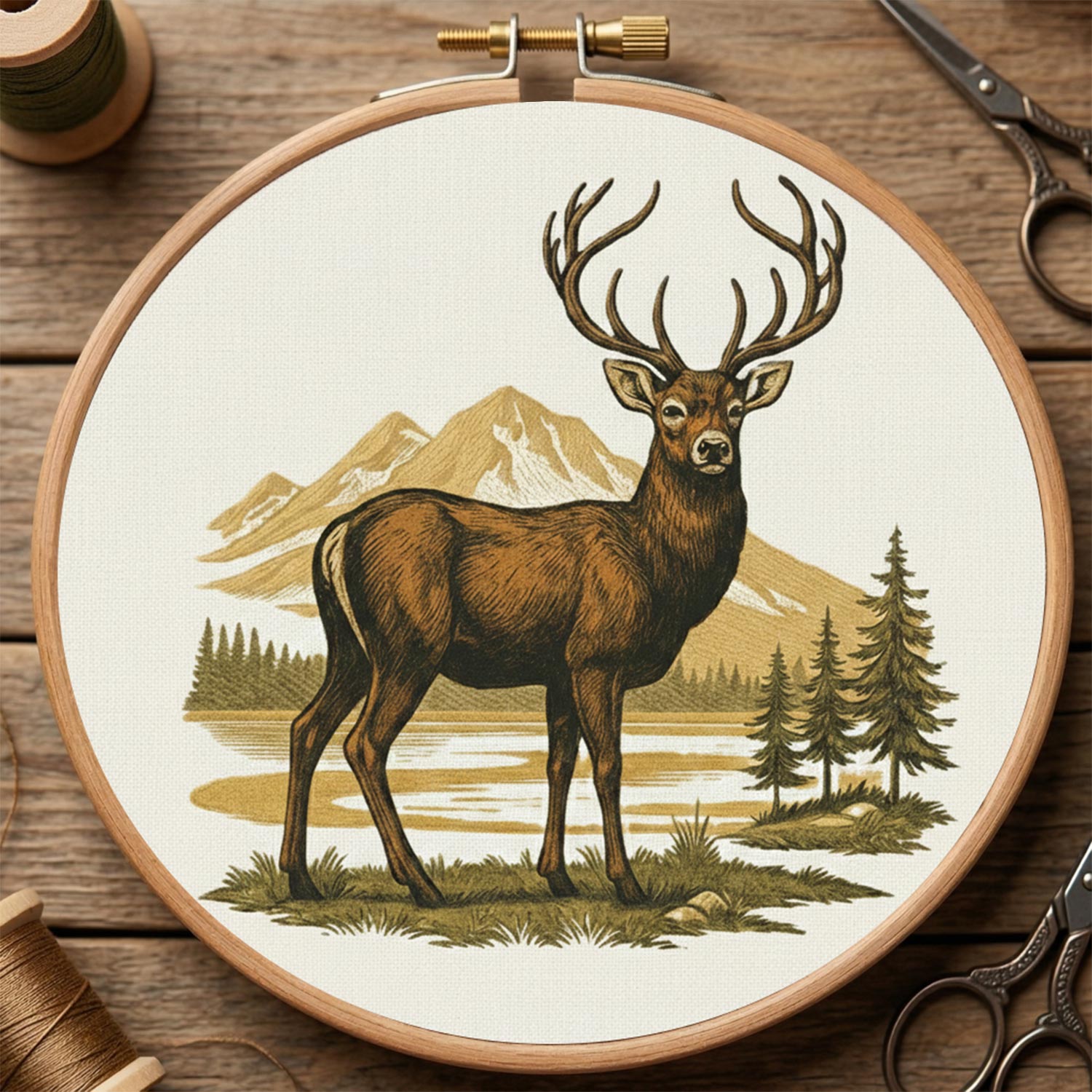 Majestetisk Hjort Brodert Design