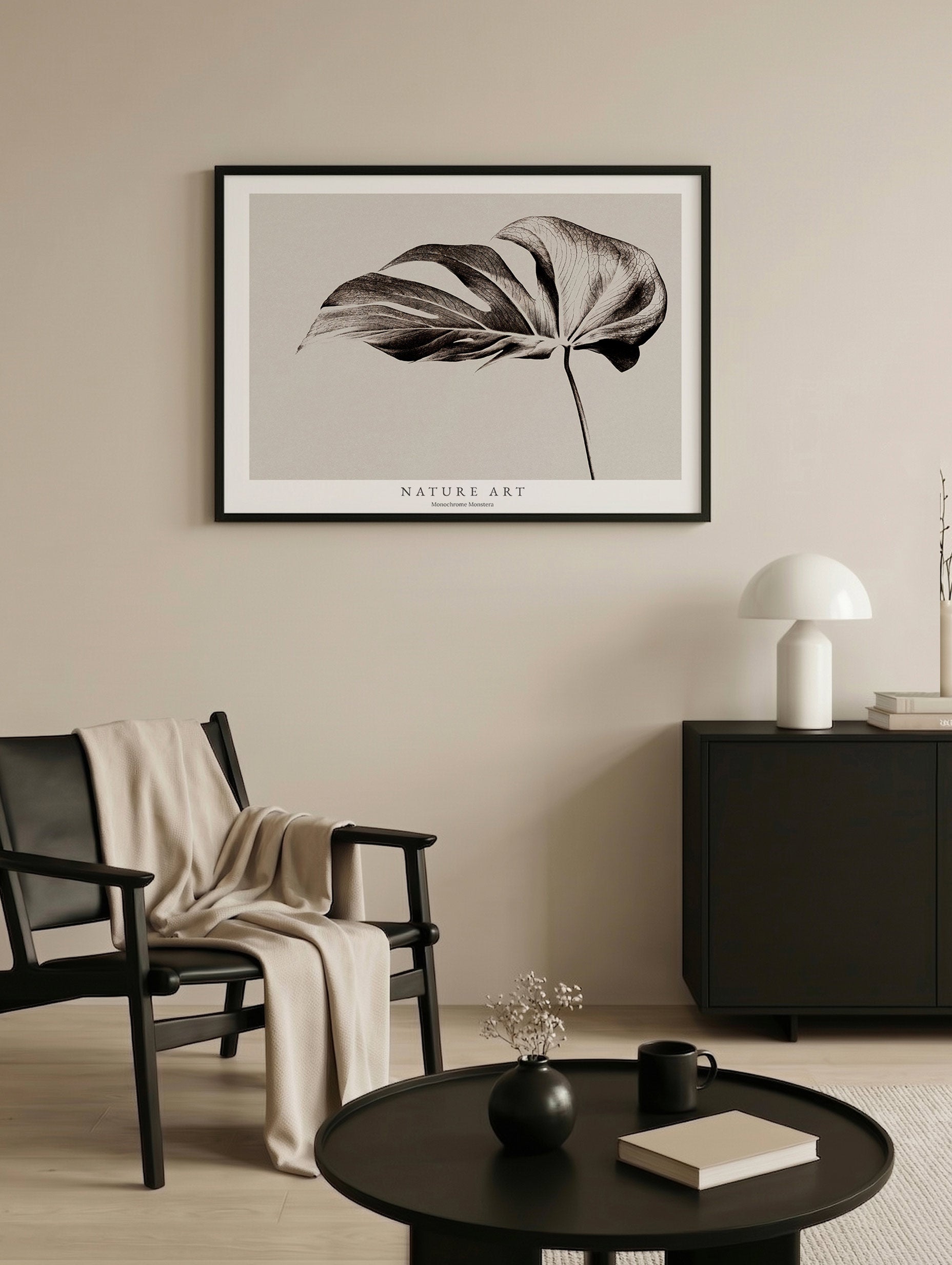Monochrome Monstera Poster Mockup