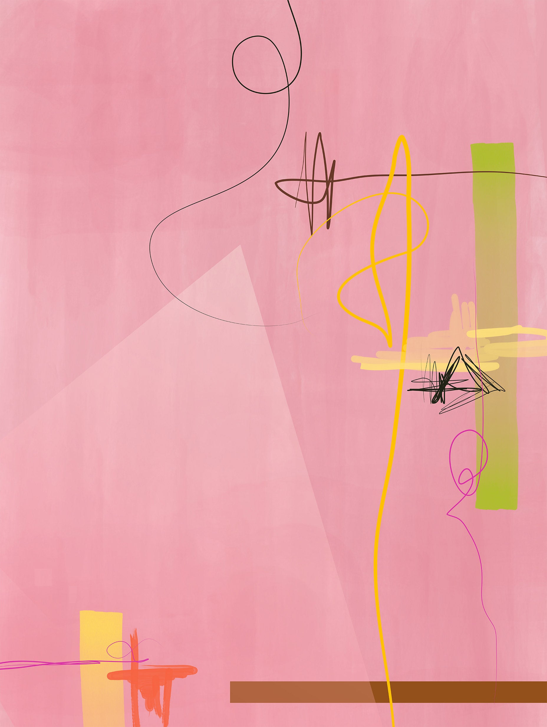 Elena Ristova - Abstract Scribbles on Pink Poster