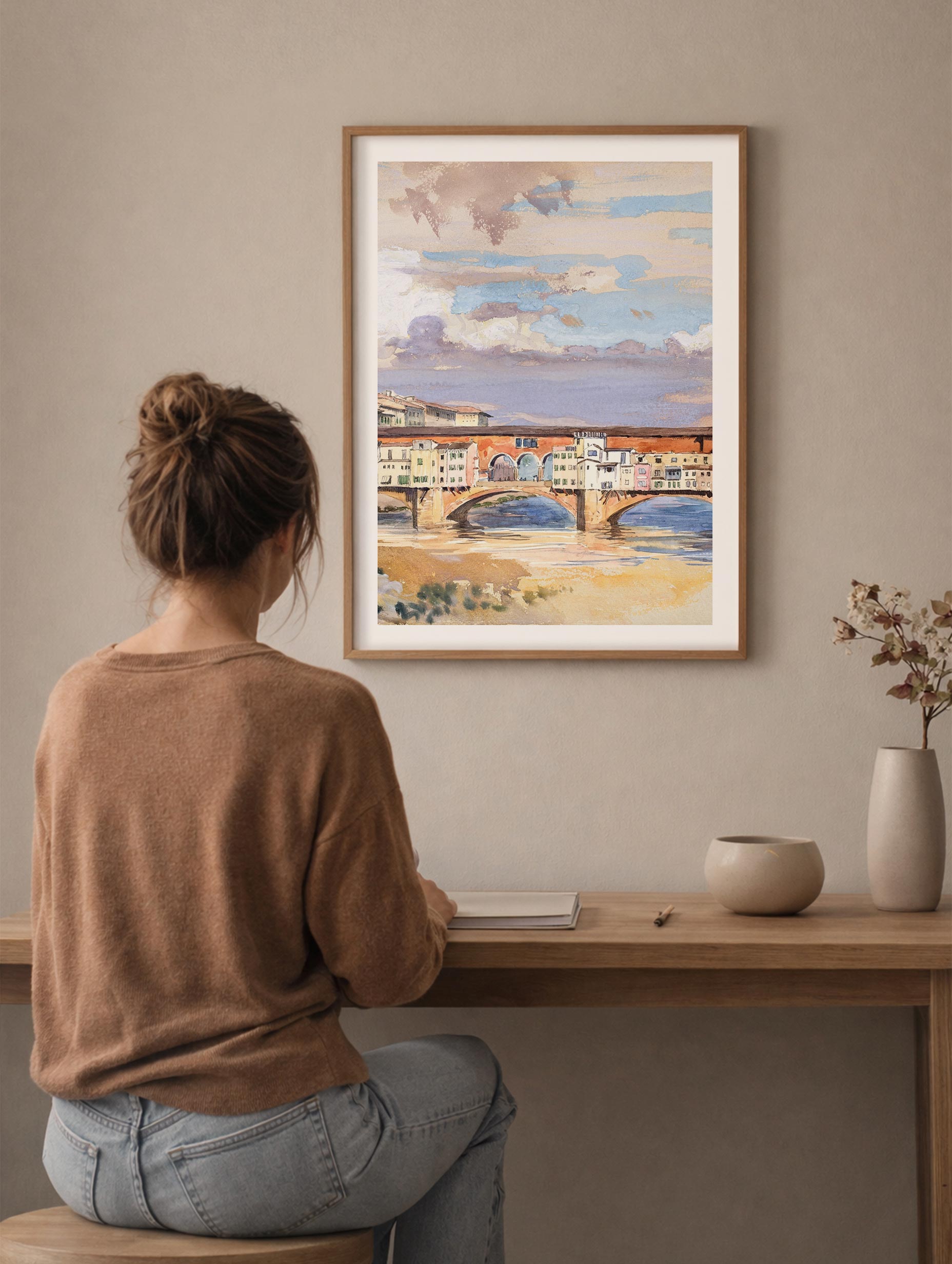 Ponte Vecchio, Florence - George Elbert Burr Art Pint Mockup