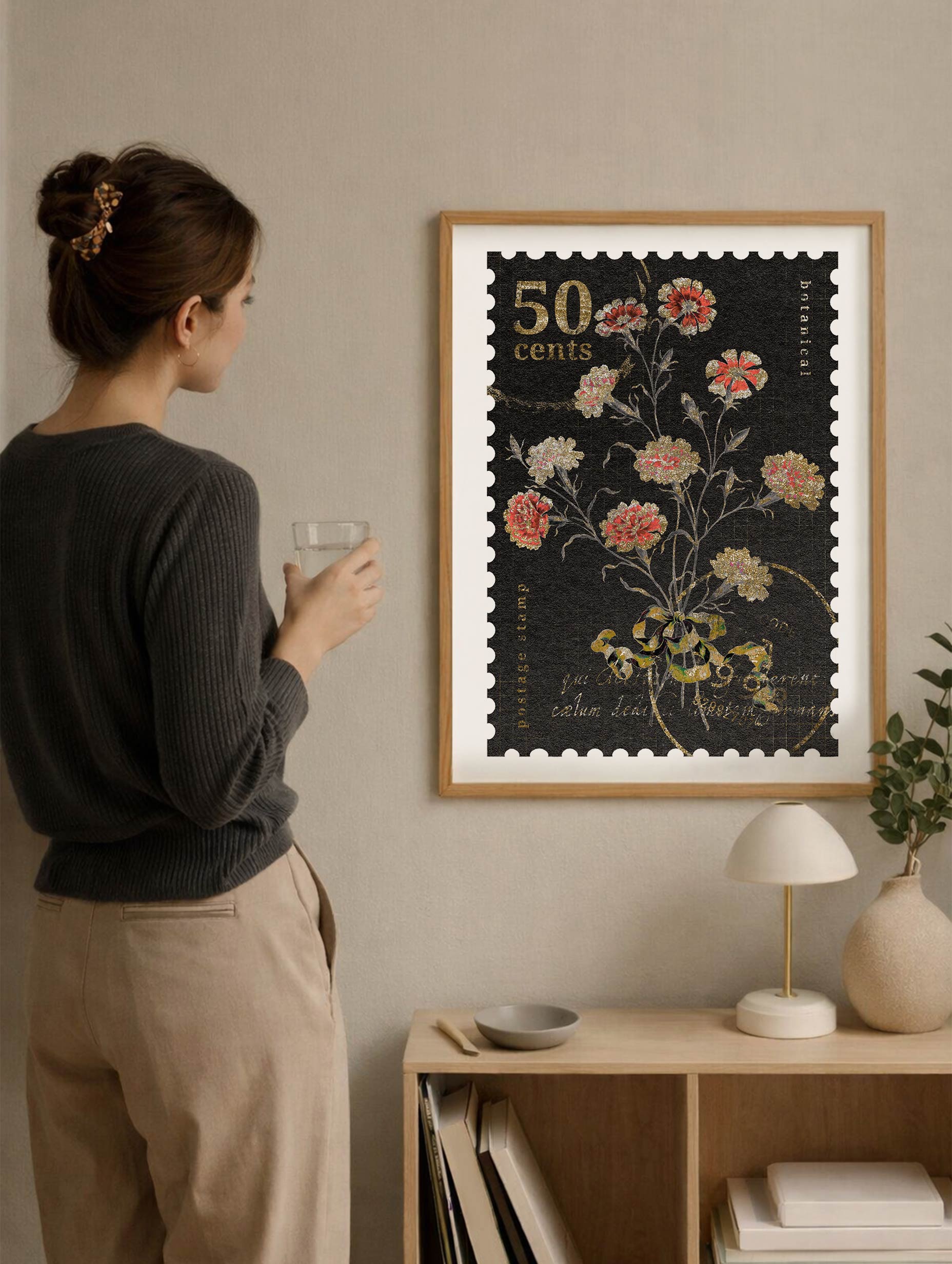 50 Cents Postage Stamp Poster Mockup