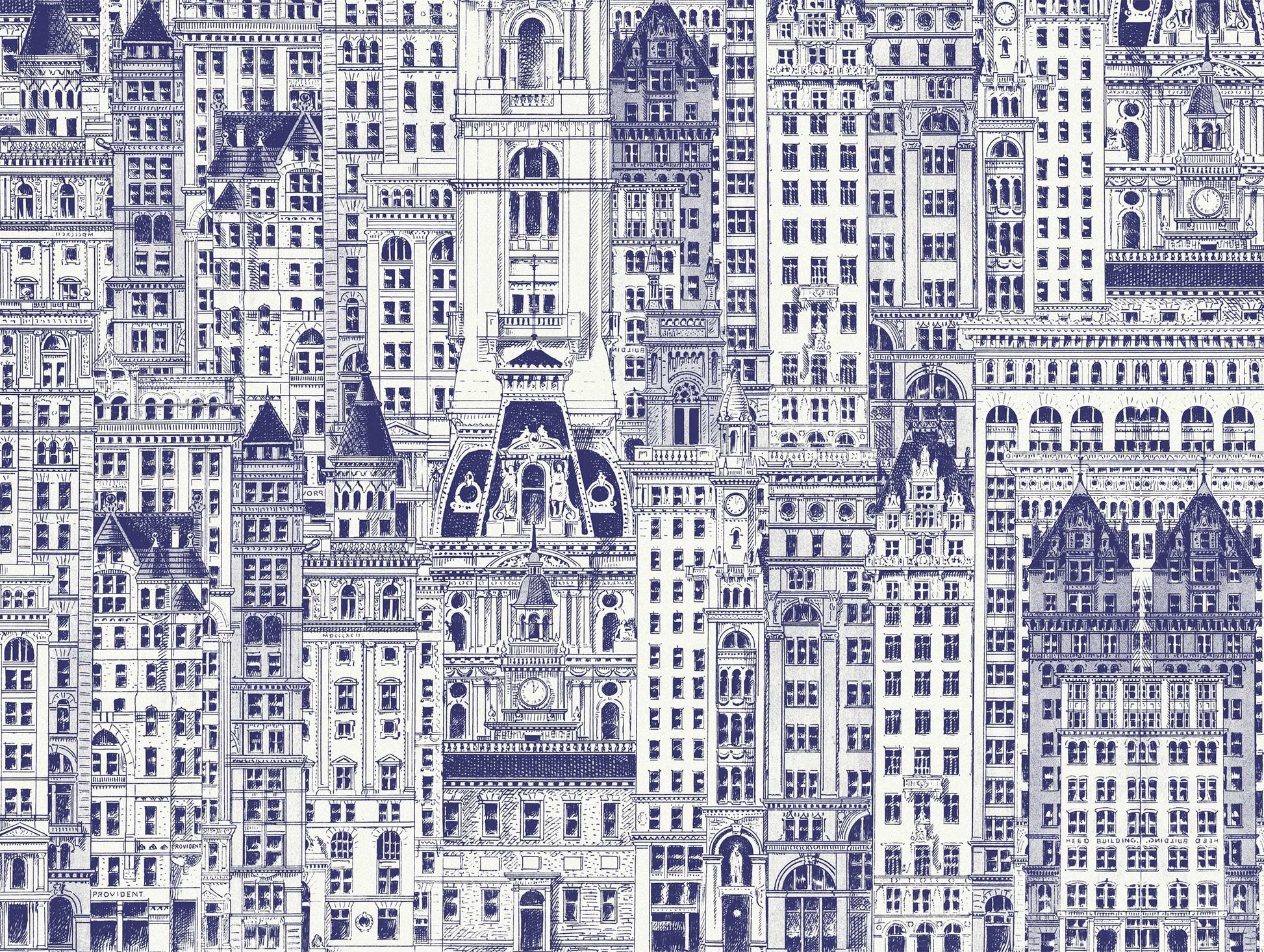 Blue City Buildings Poster