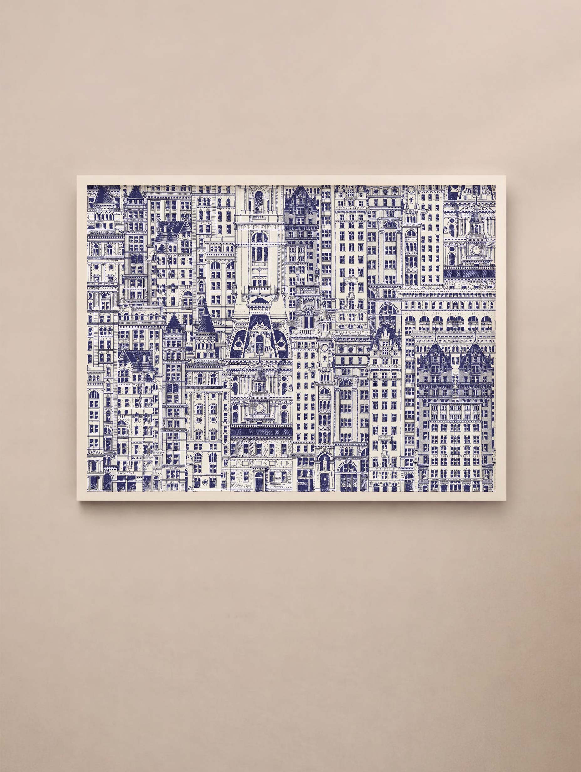 Blue City Buildings Poster Mockup