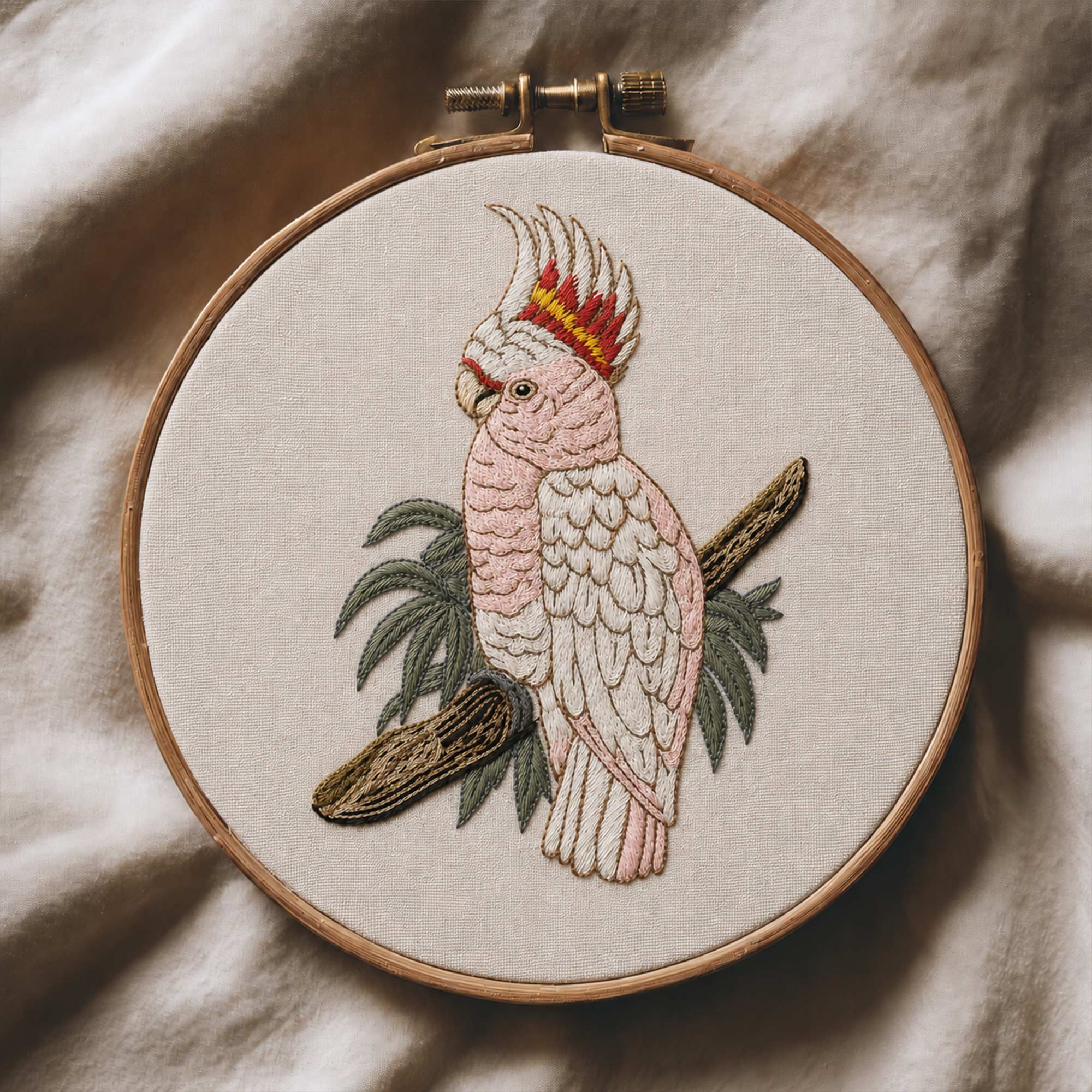 Tropical Cockatoo Embroidery Design