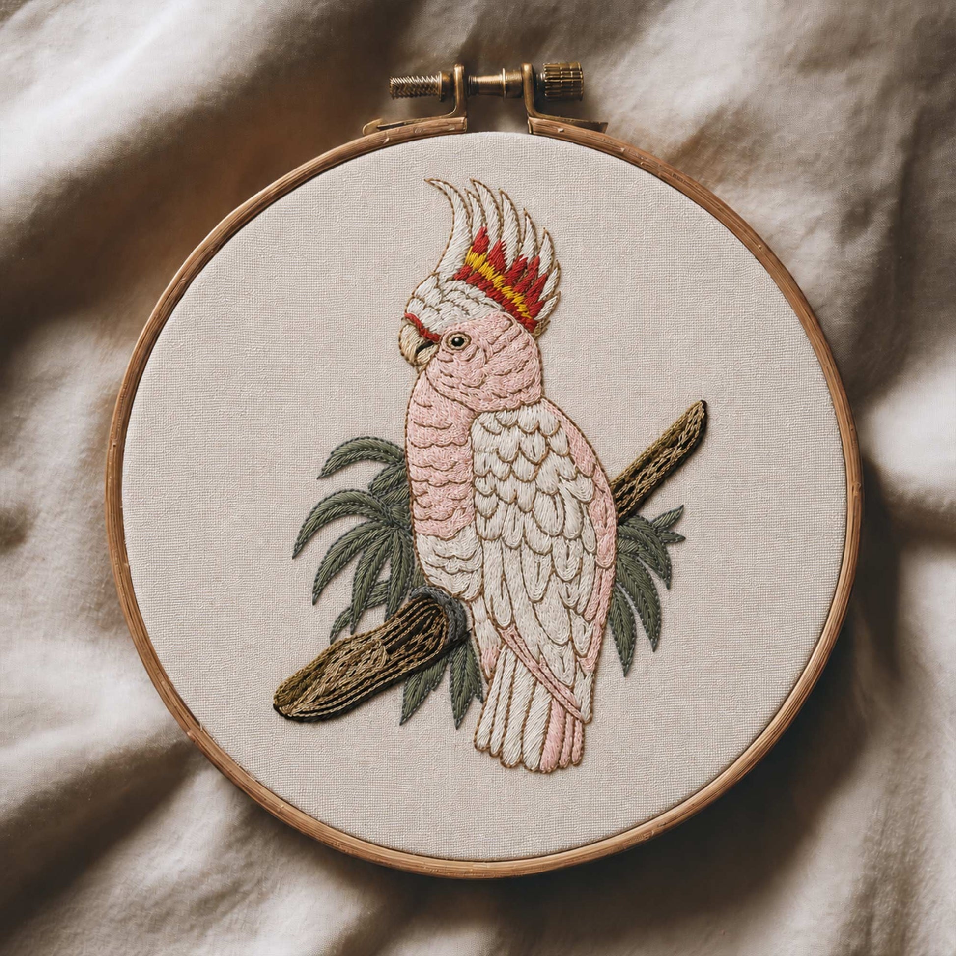Tropical Cockatoo Embroidery Design