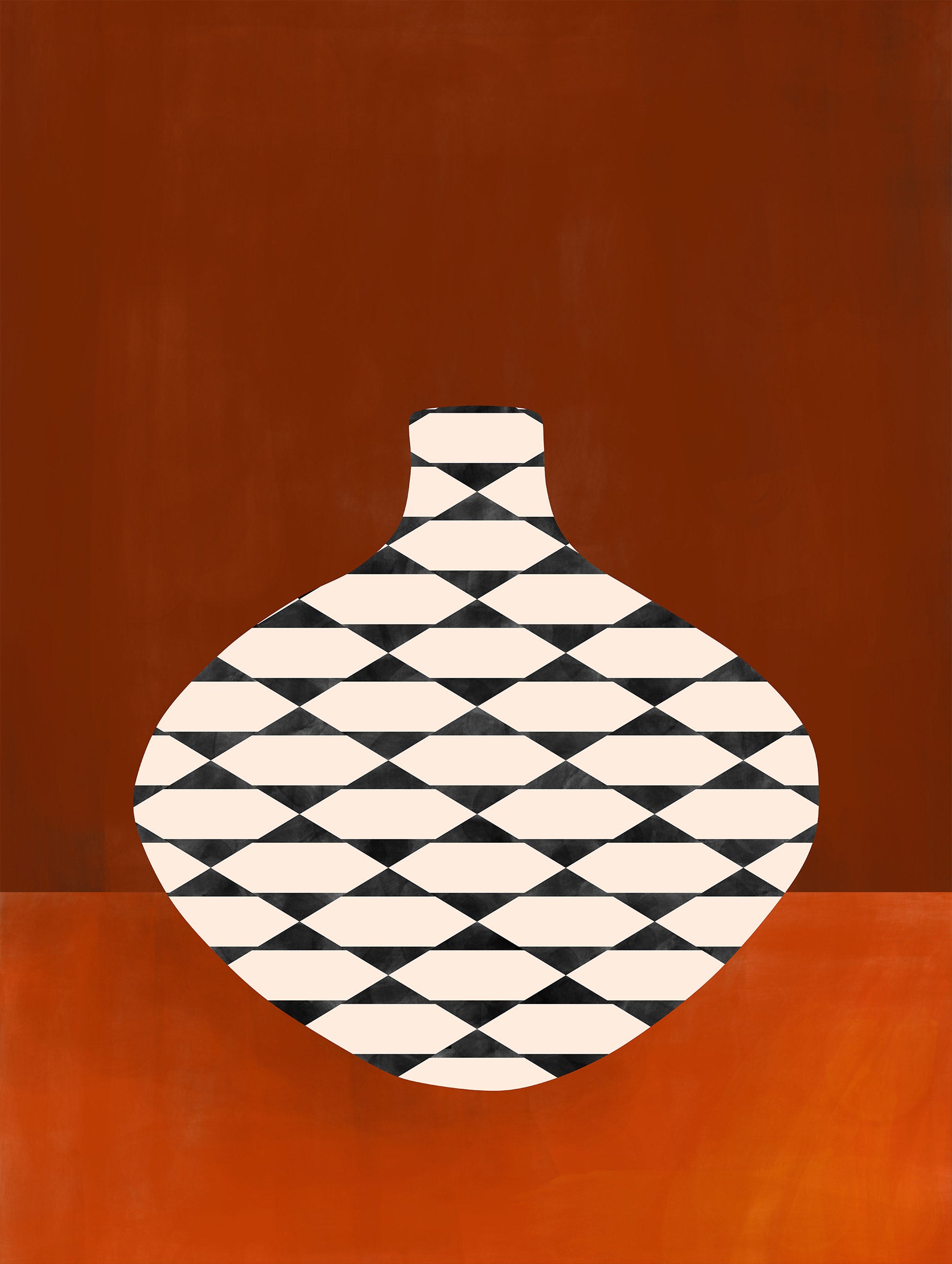 Elena Ristova - Geometric Patterned Vase on Warm Tones Poster