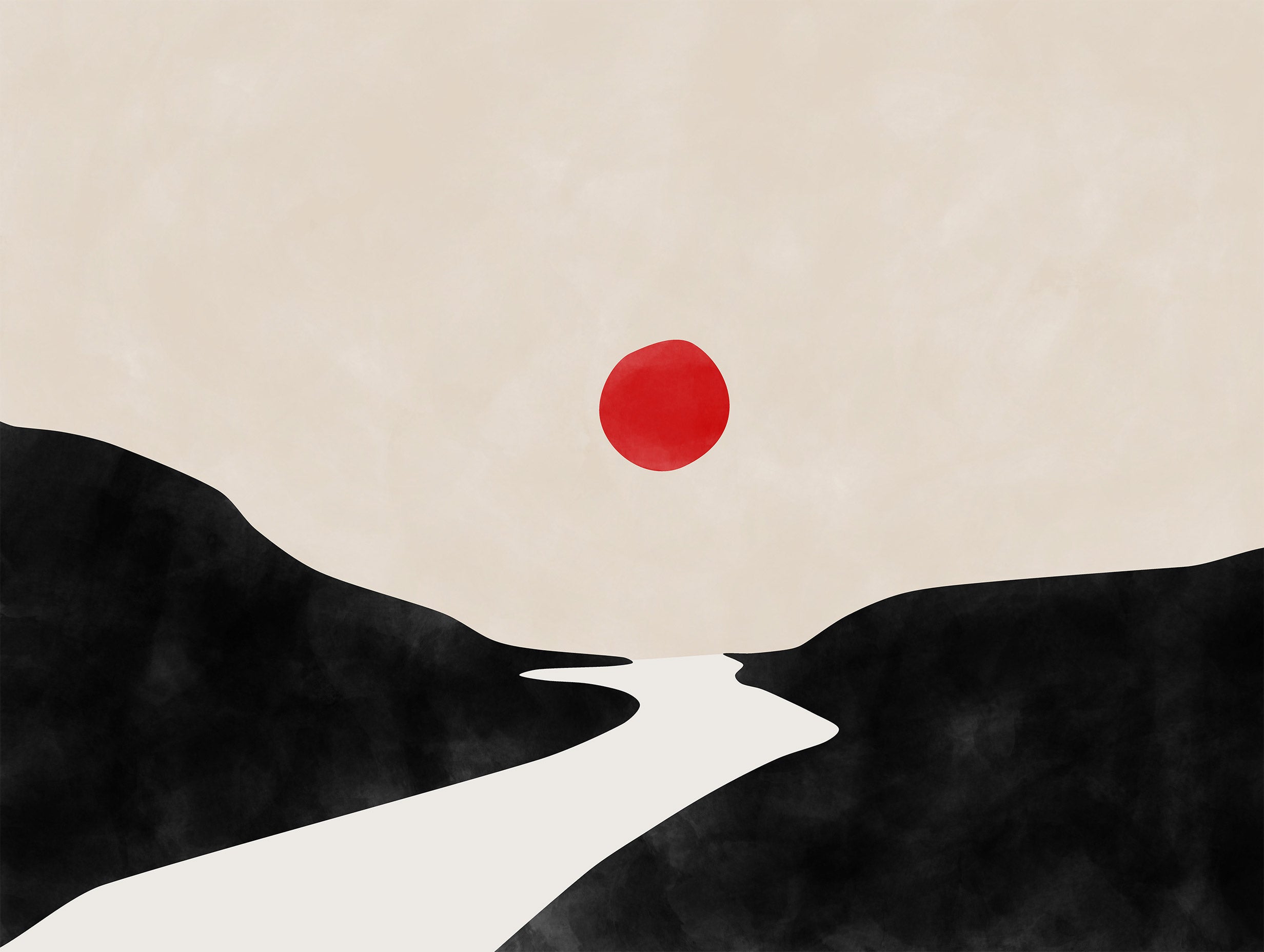 Elena Ristova - Minimalist Red Sun Over Black Hills Poster
