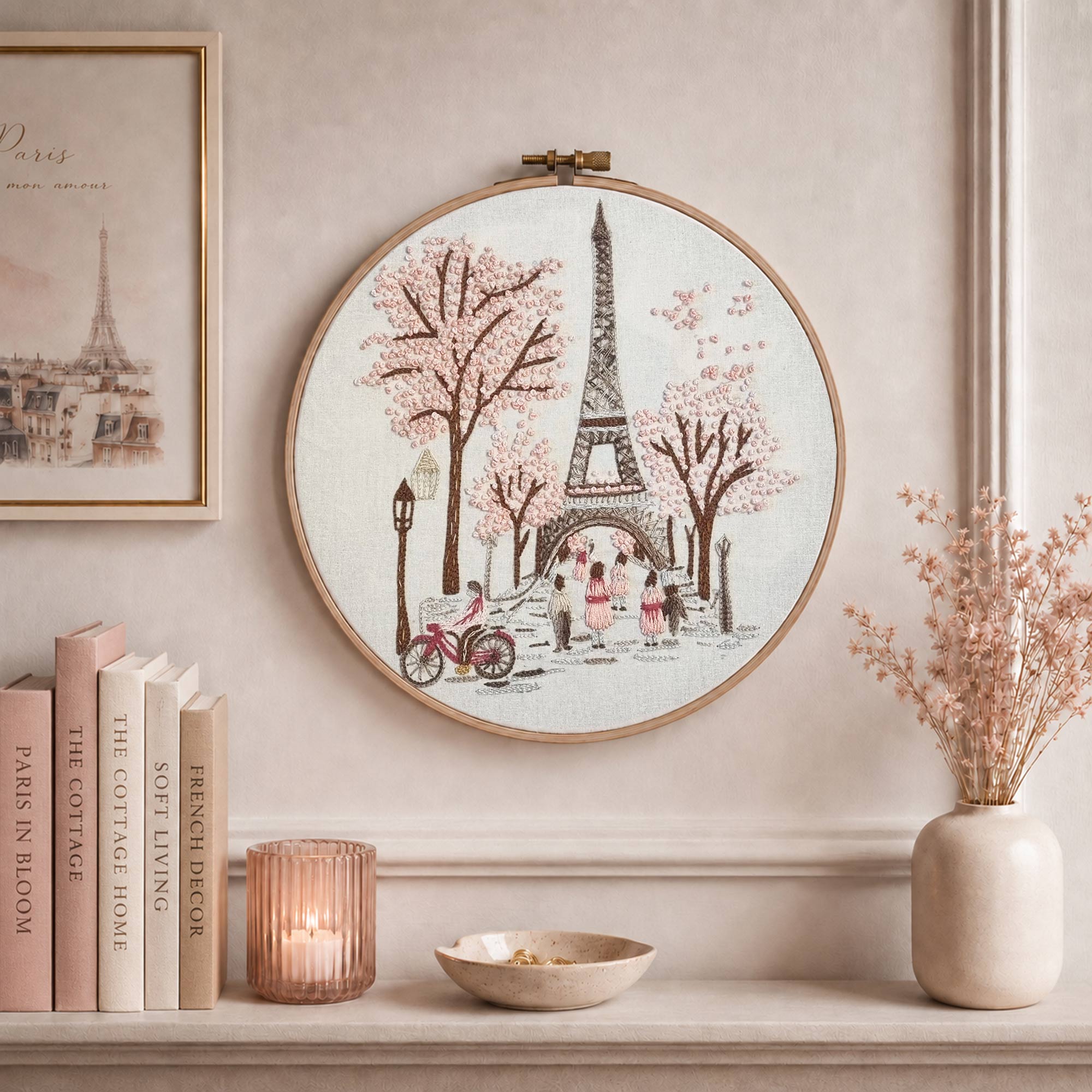 Paris blommor broderi design