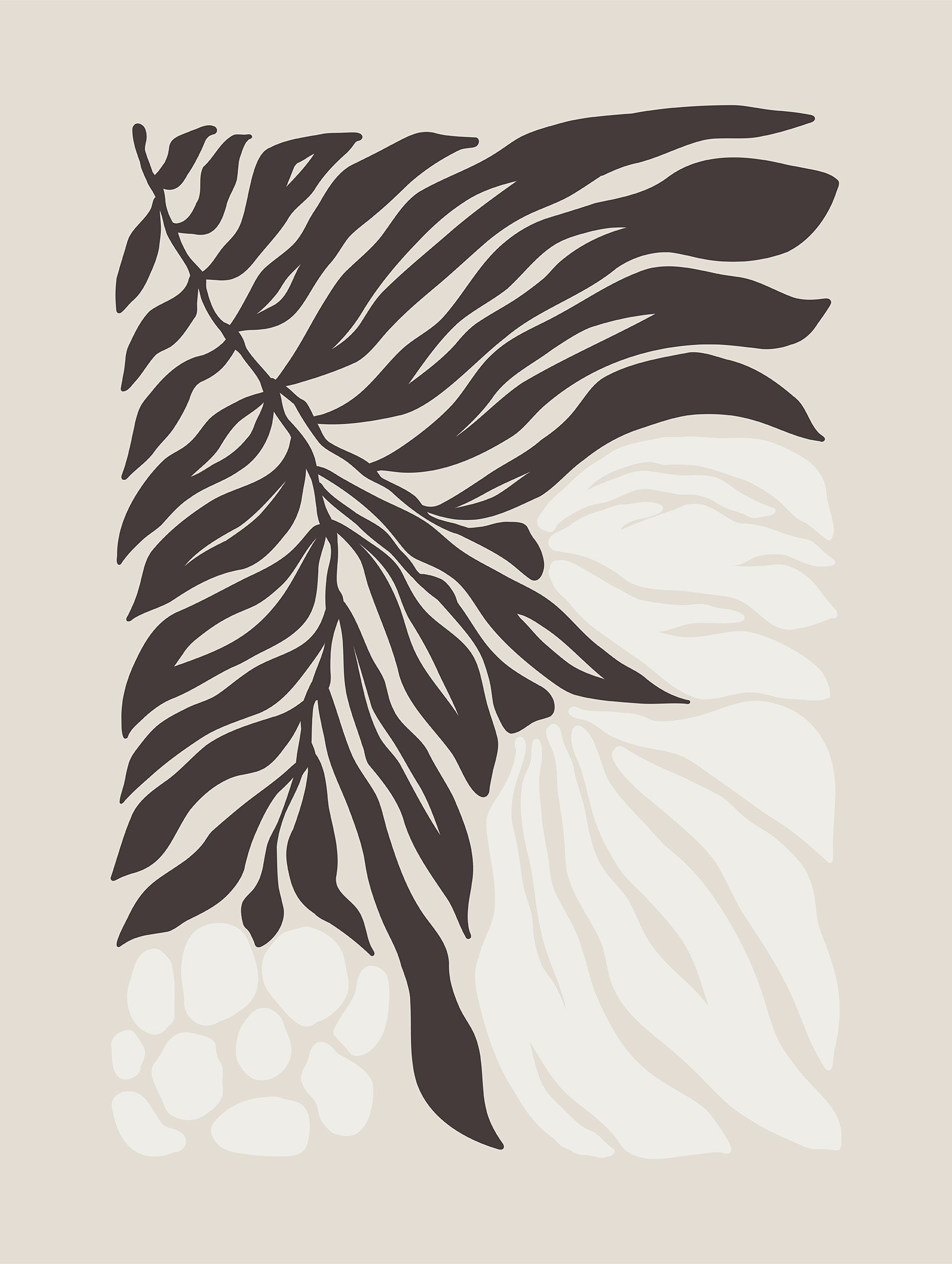 Beige Graphic Leaf Poster