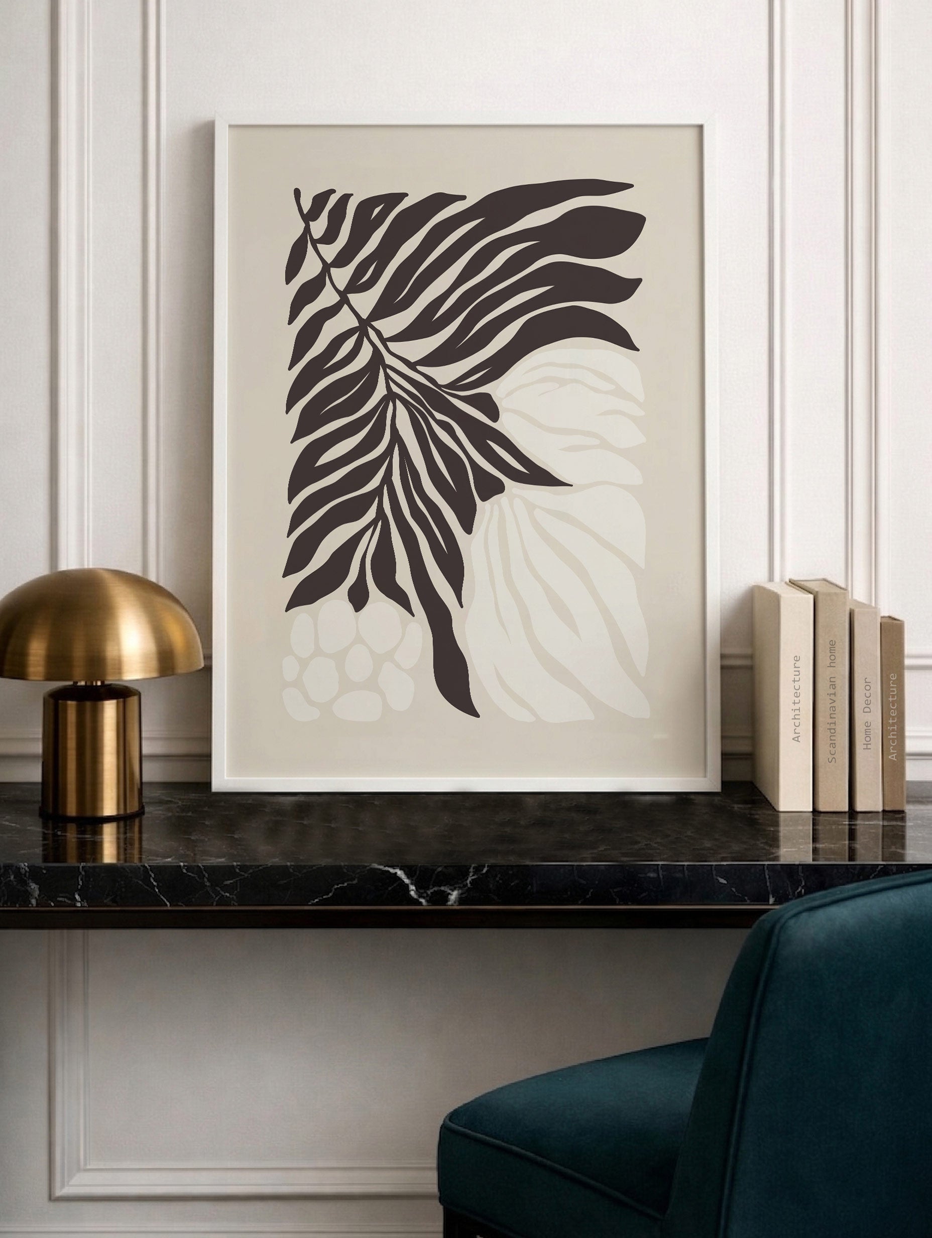Beige Graphic Leaf Poster