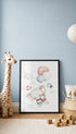 Elephant Flying with Balloons Poster Mockup