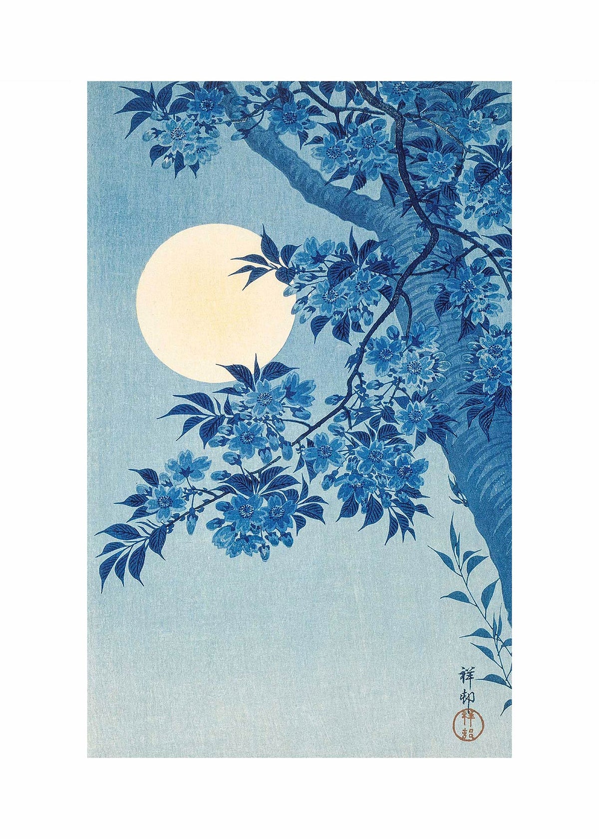 Blossoming Cherry on a Moonlit Night - Ohara Koson