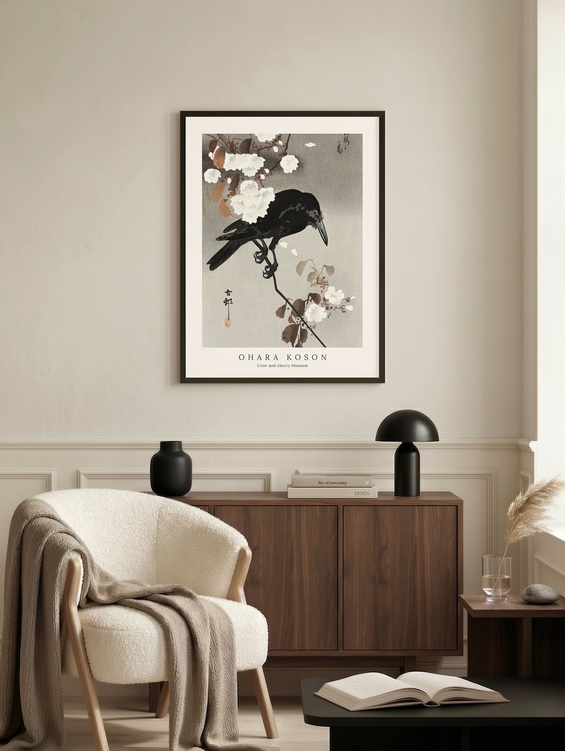 Crow and Cherry Blossom - Ohara Koson