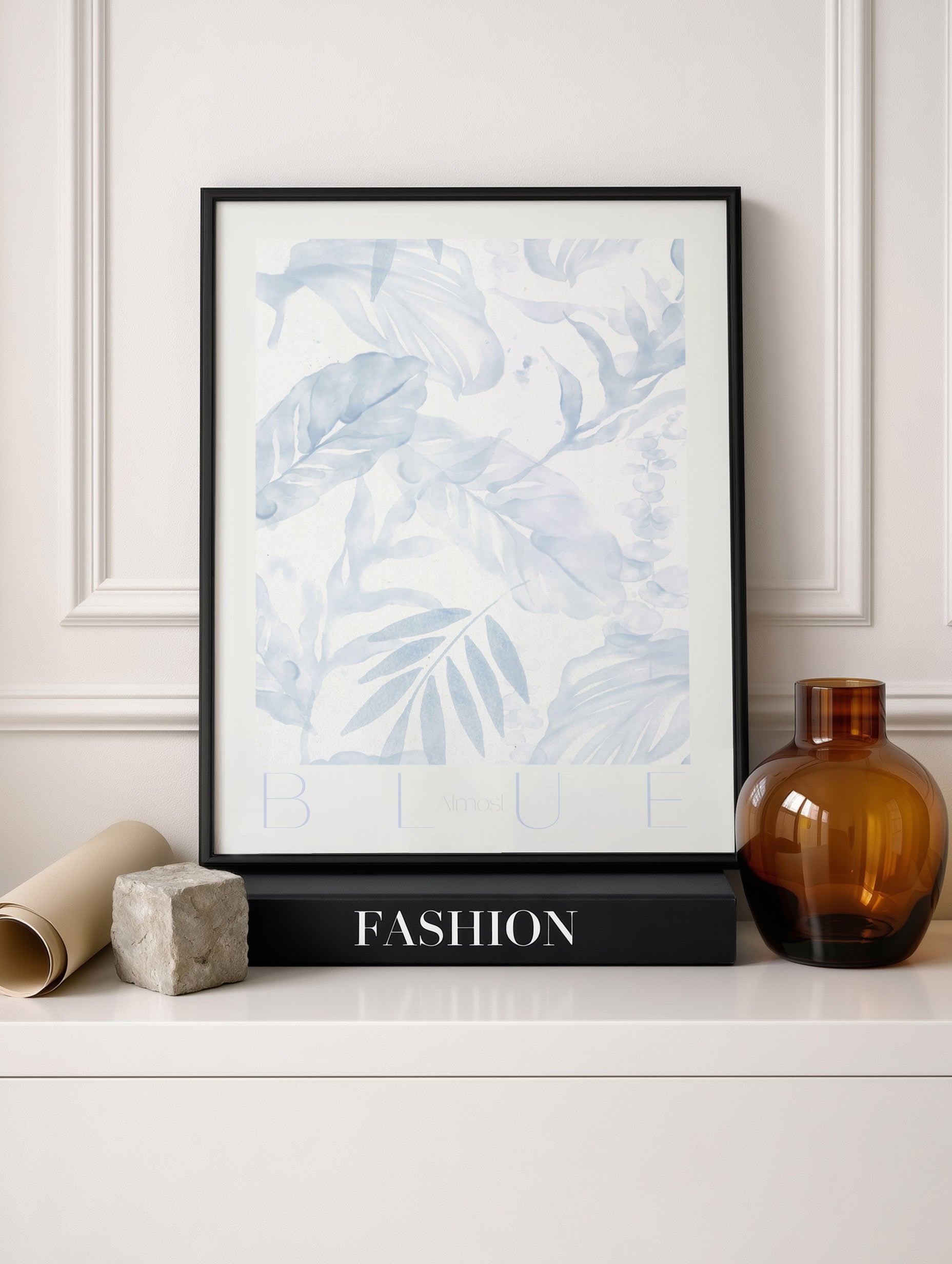 Almost Blue Leaf Art Mockup