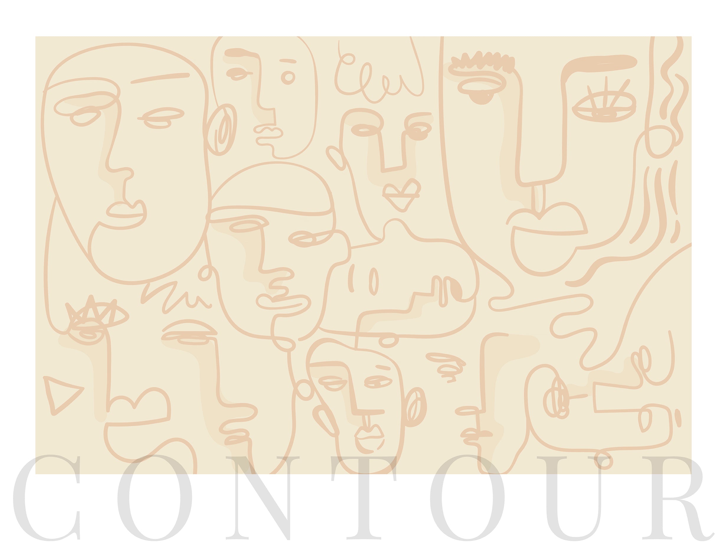 Contour Faces Abstract Poster