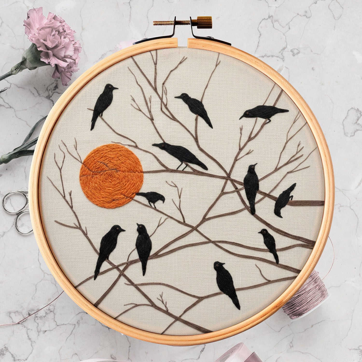 Høstfugler Broderingsdesign