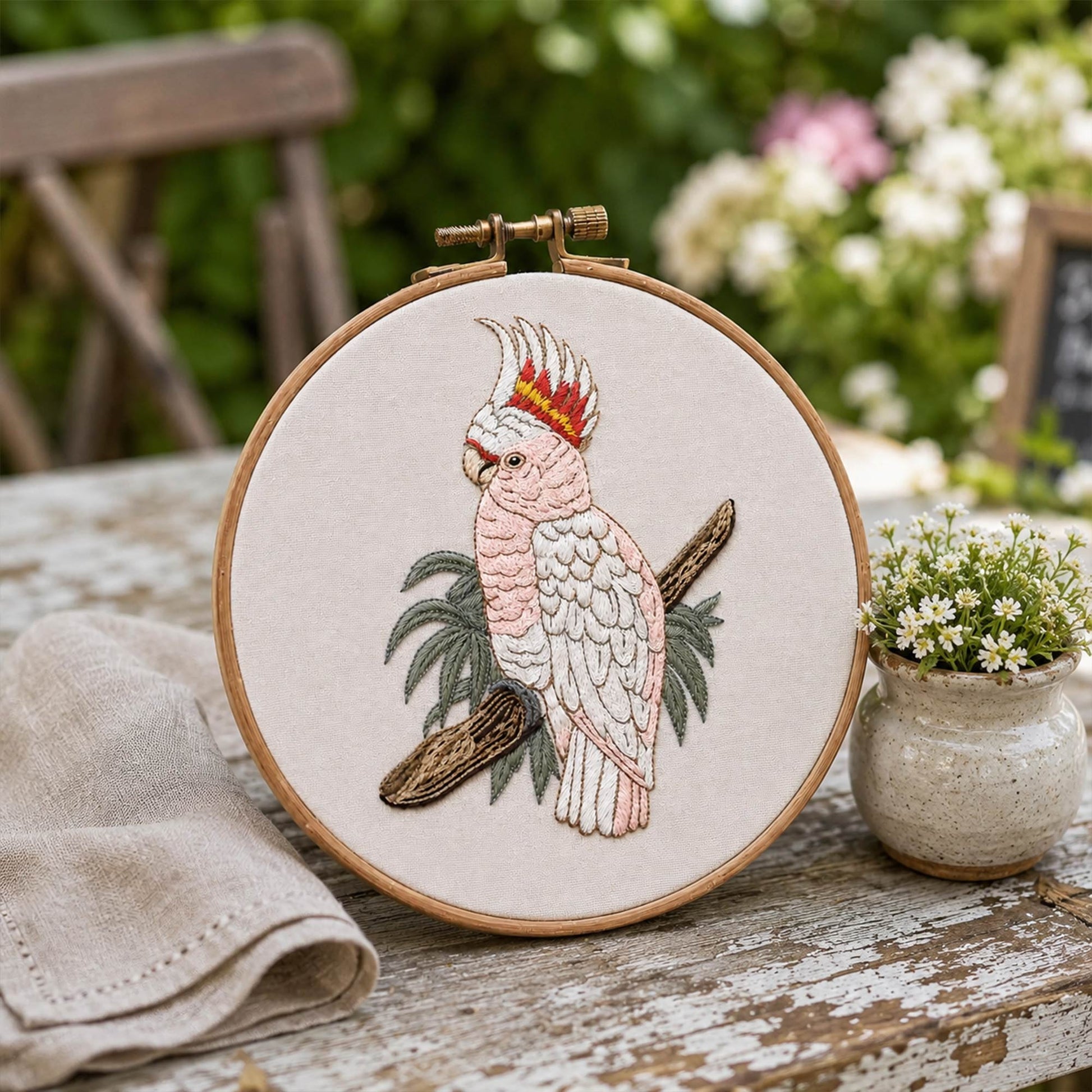 Tropical Cockatoo Embroidery Design