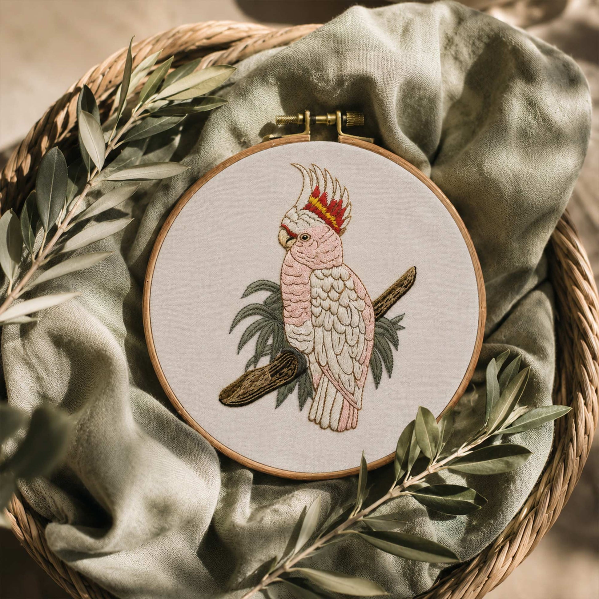 Tropical Cockatoo Embroidery Design