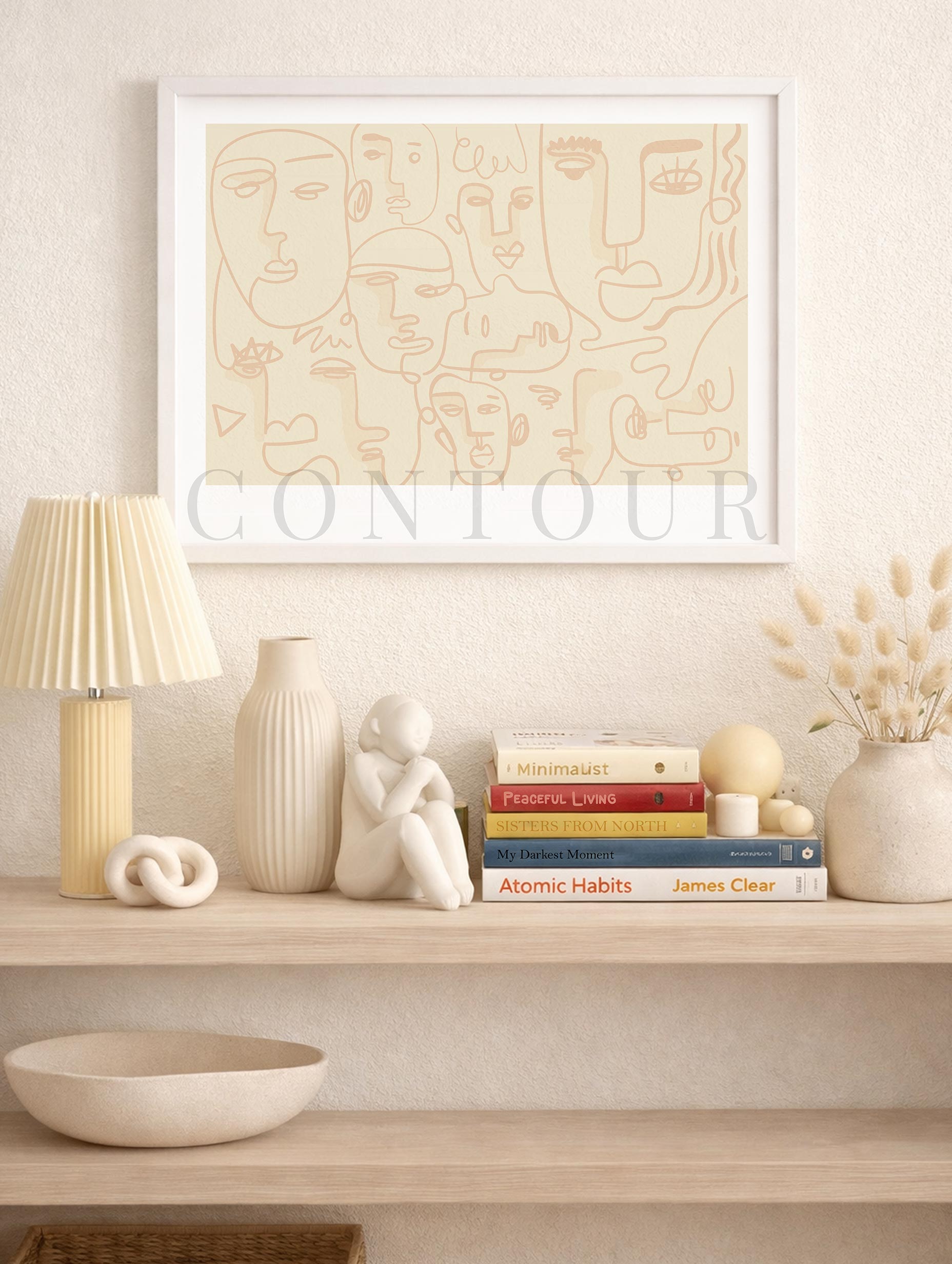 Contour Faces Abstract Mockup