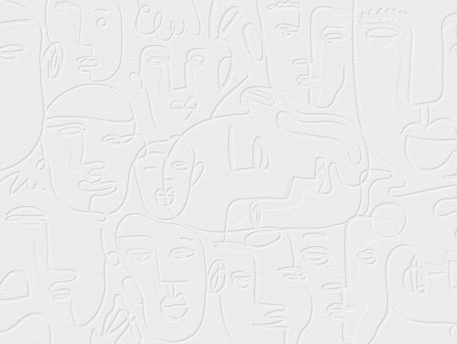 Abstract Faces Line Art Print