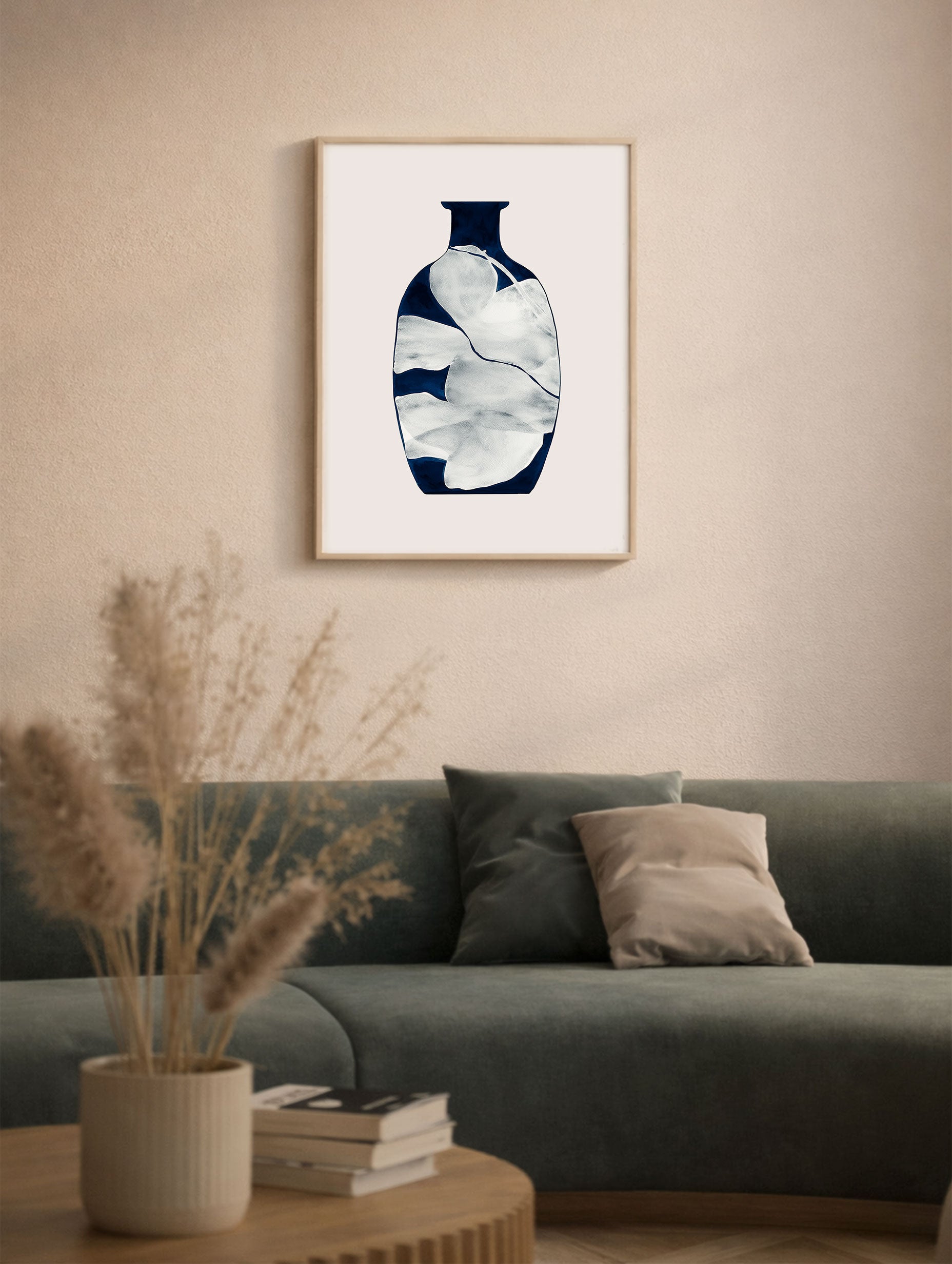 Abstract Blue Vase Minimalist Art Print Mockup