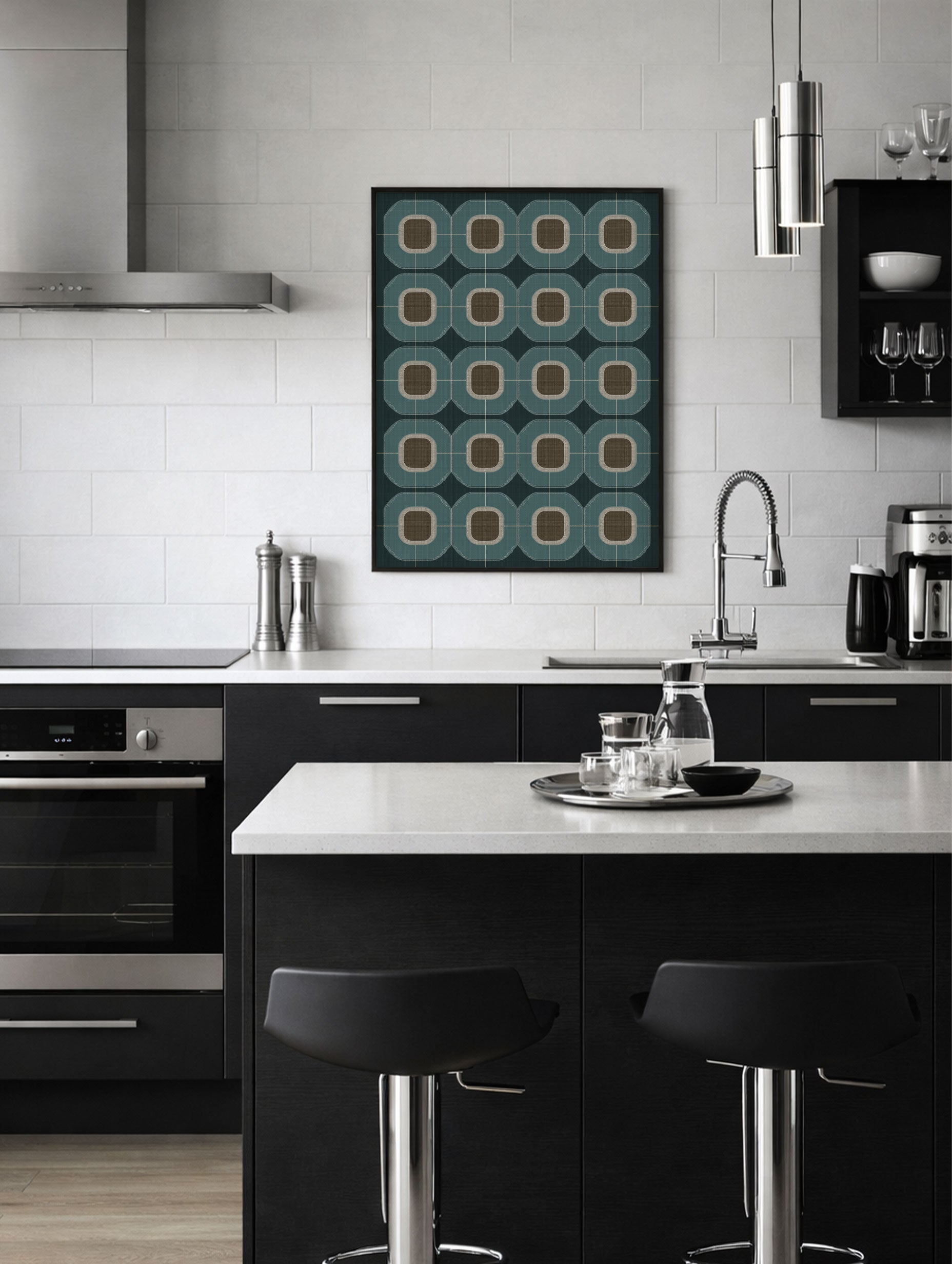 Första huset i en bosättning abstrakt konsttryck