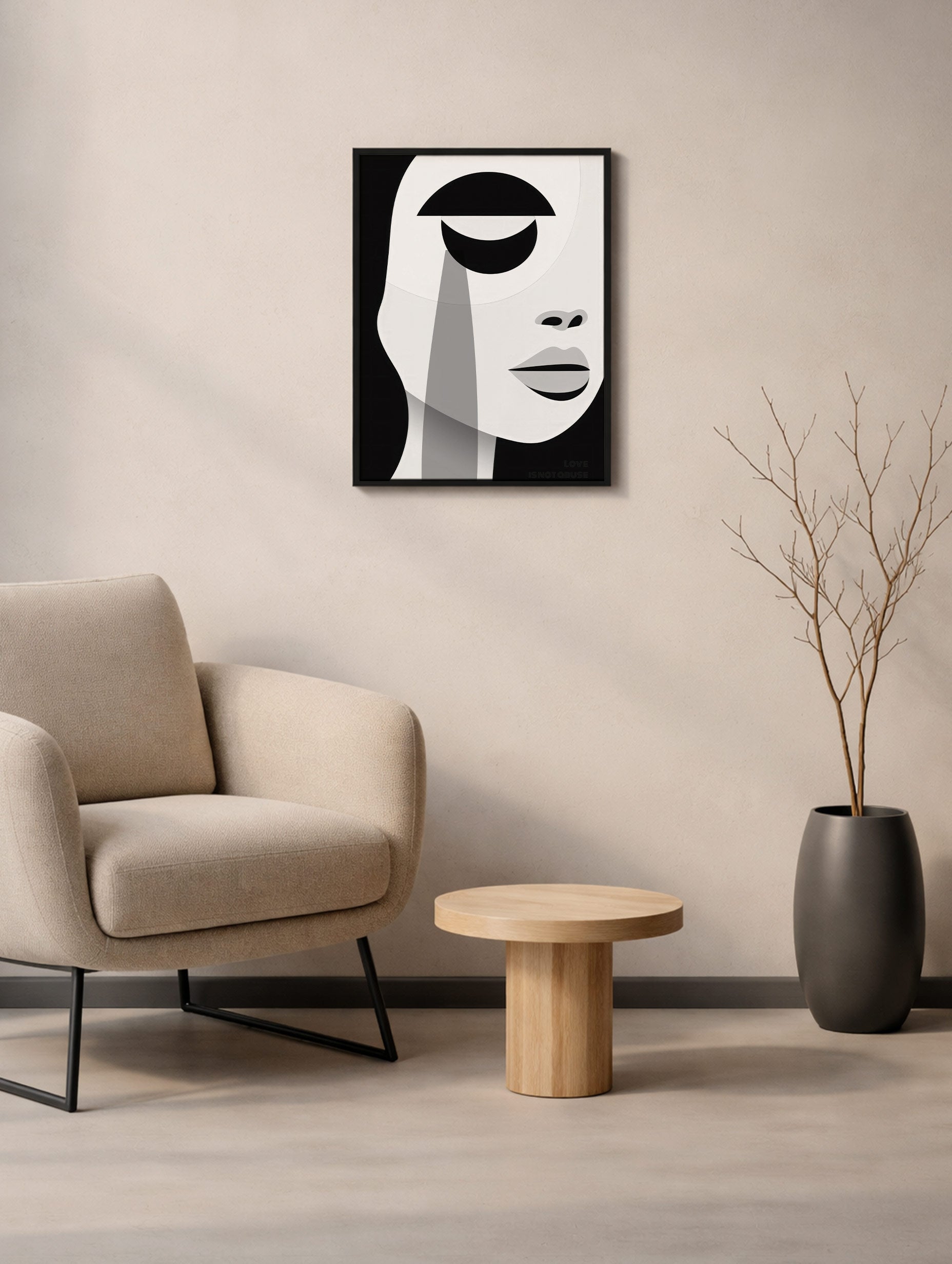 Abstract Monochrome Woman Portrait Poster Mockup