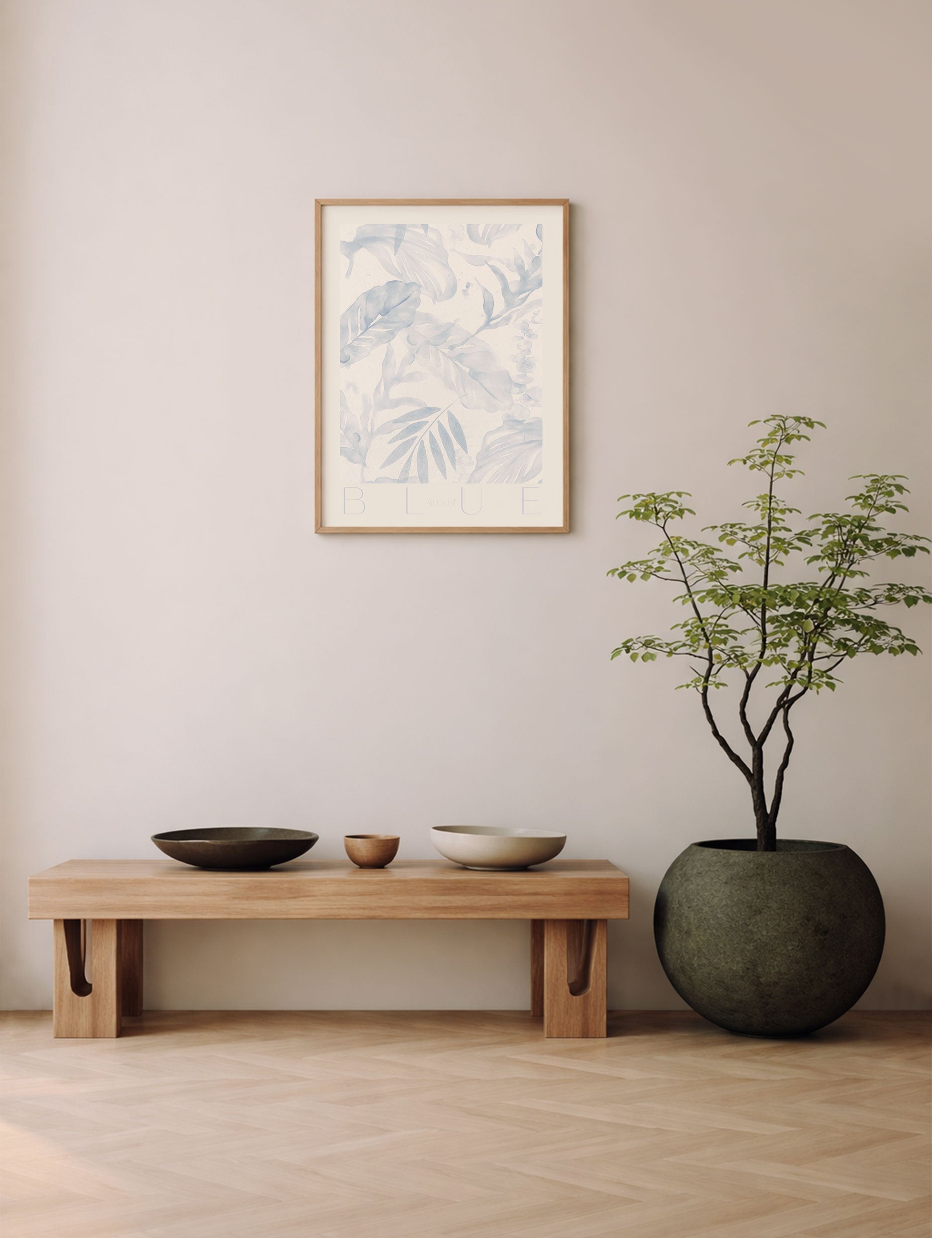Almost Blue Leaf Art Mockup