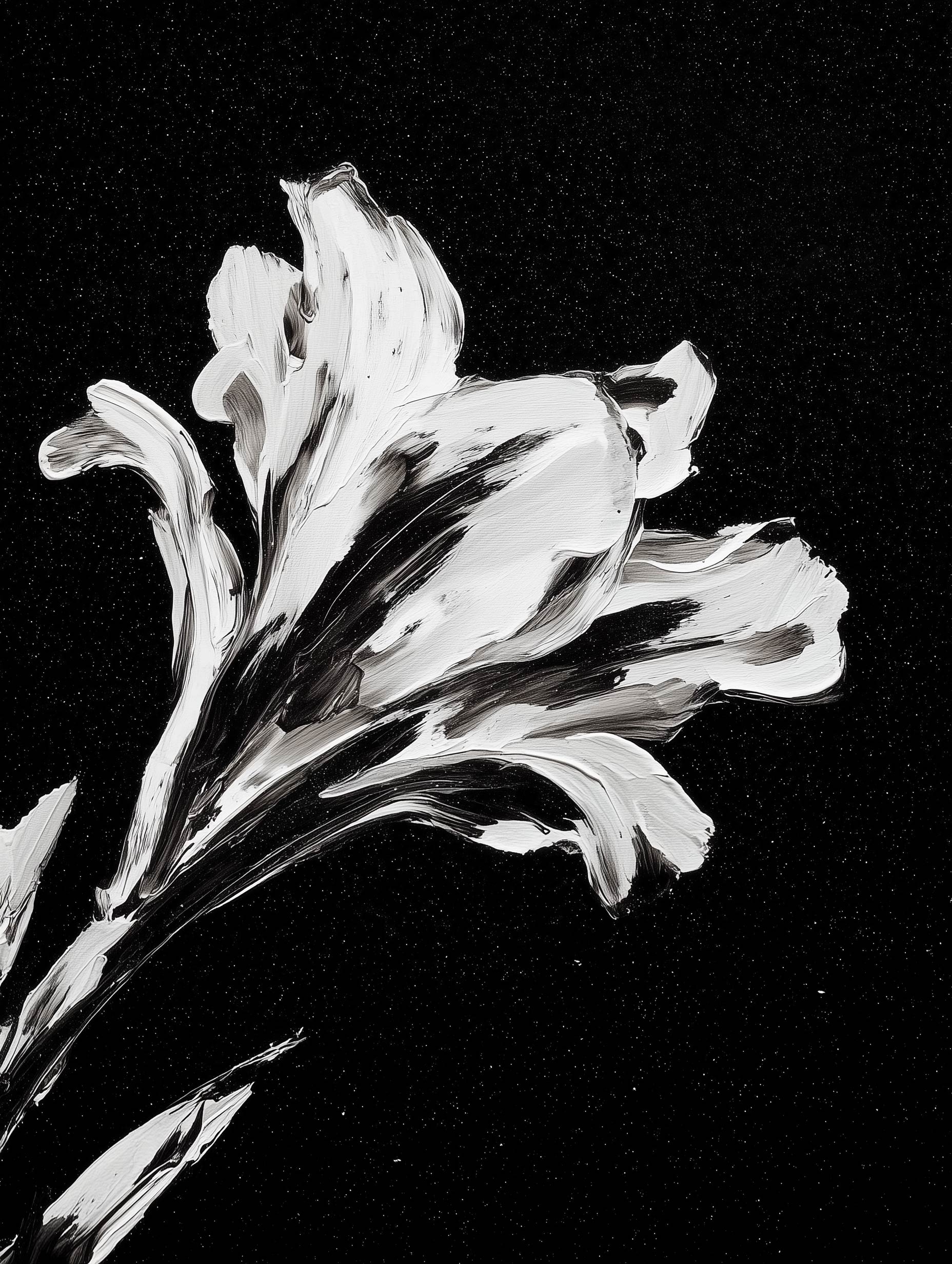 Alstroemeria Flower Black and White Flower Art Print