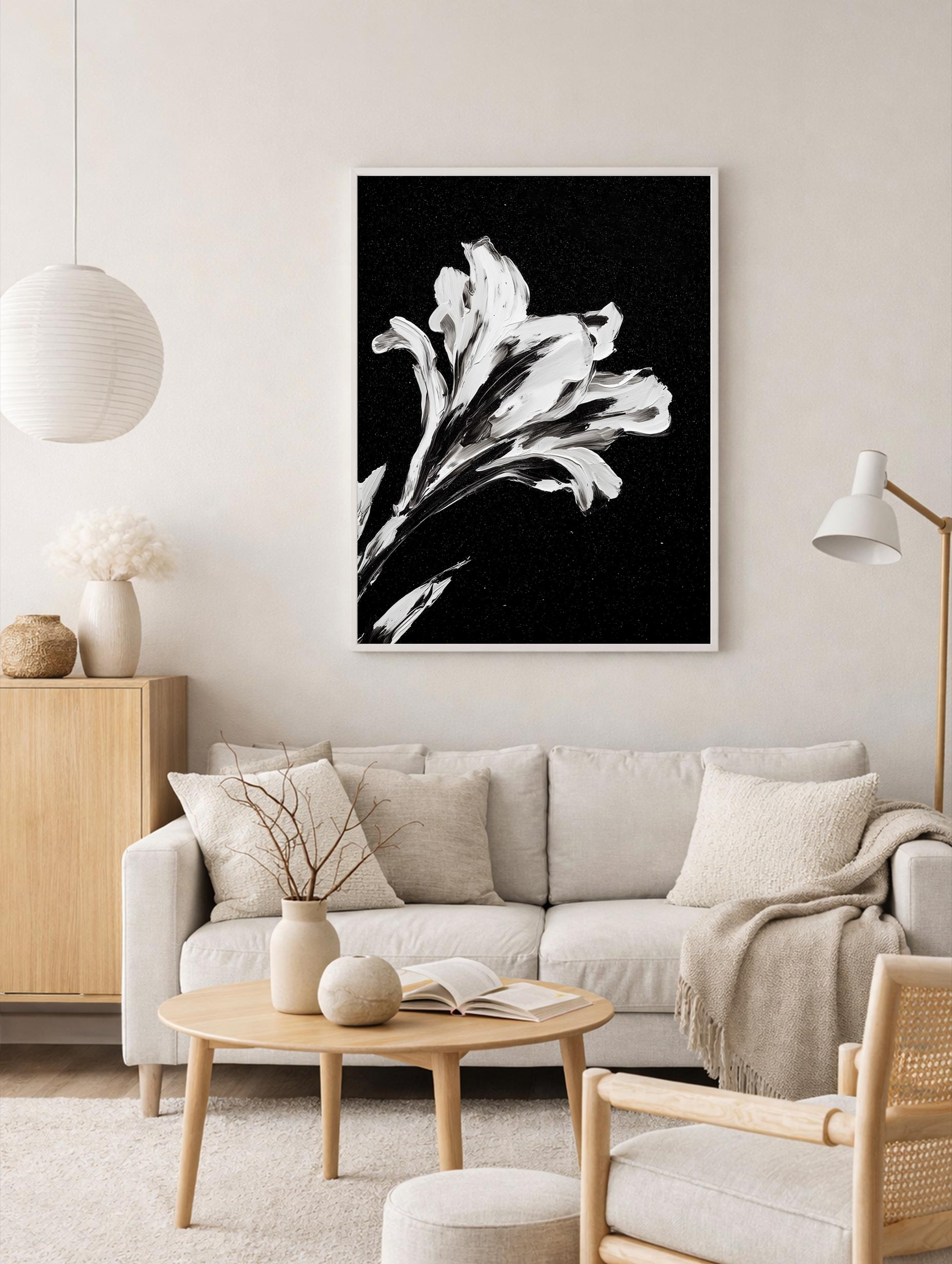 Alstroemeria Flower Black and White Flower Art Print Mockup