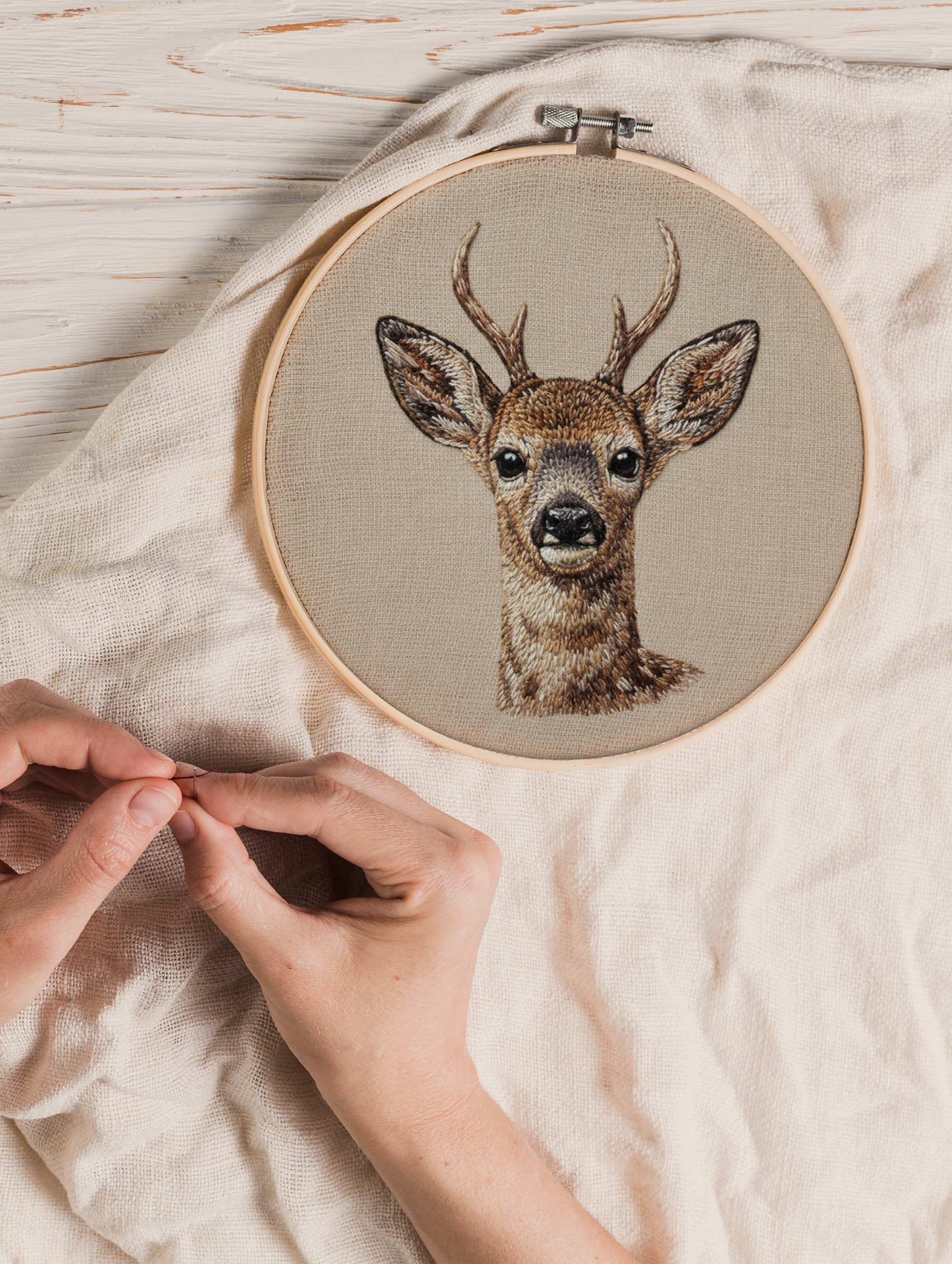 Baby Deer Embroidery Design Mockup