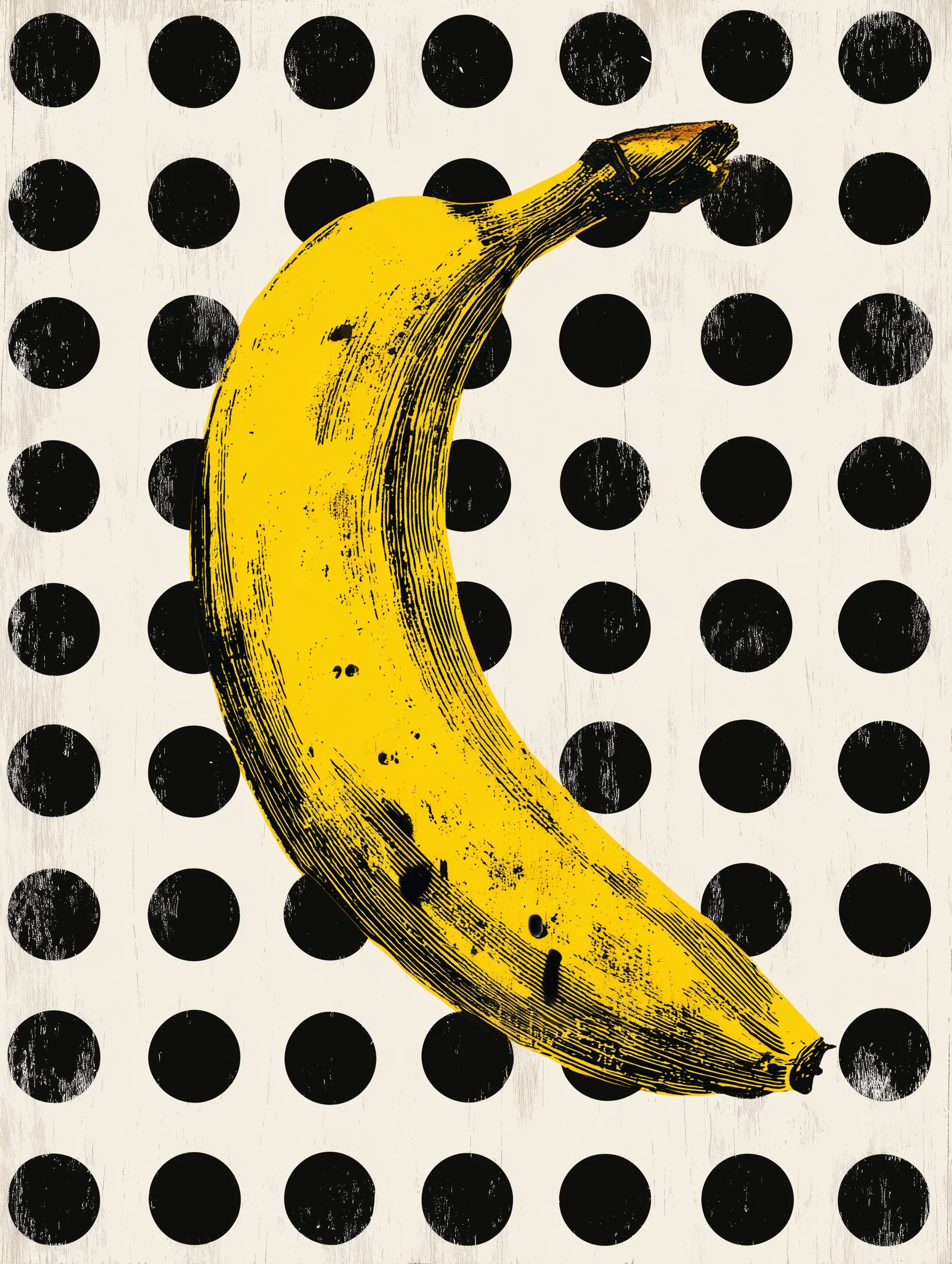 Banan på prikkrutenett fruktkunstverk