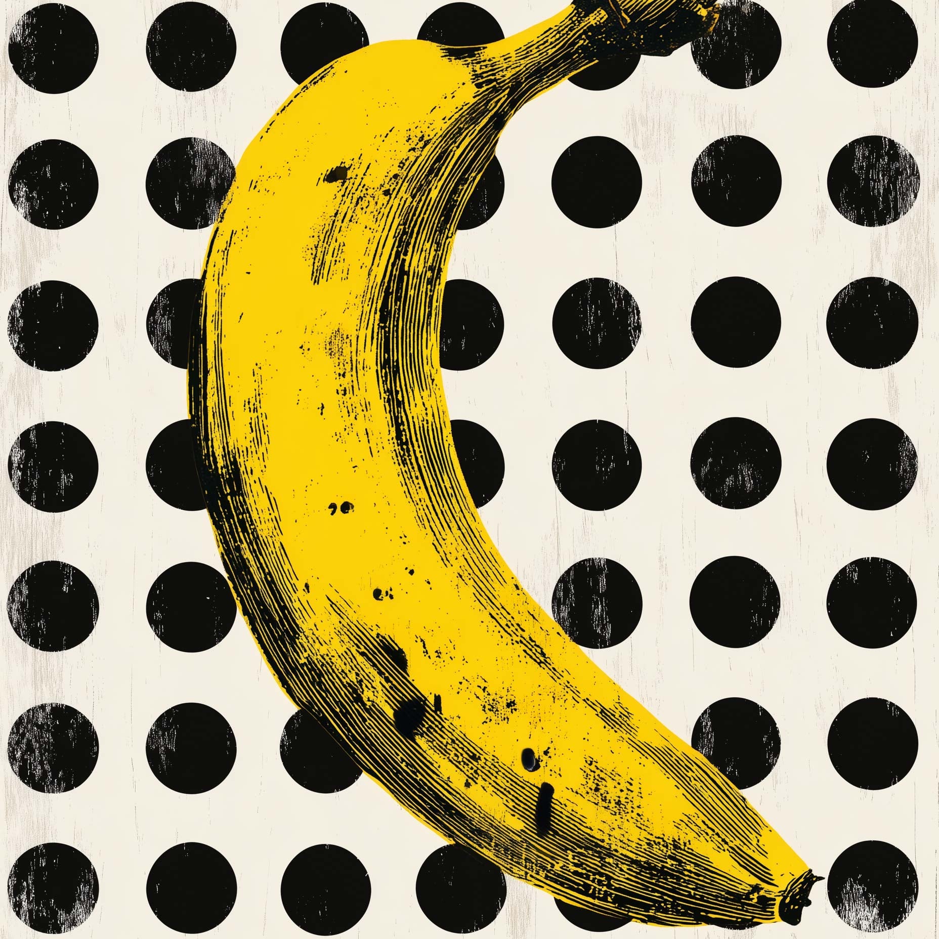 Banana on Dot Grid Fruit Artwork